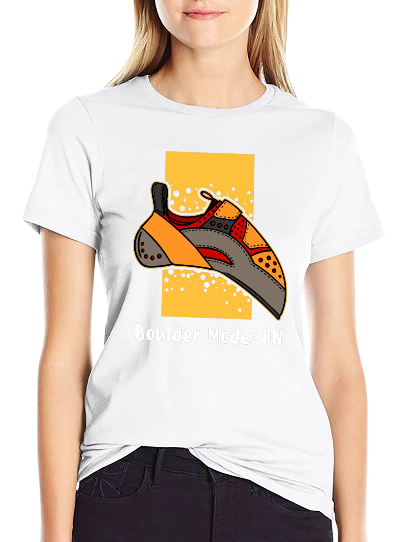 Boulder Mode ON T-Shirt - Climbing Shoe Graphic Tee
