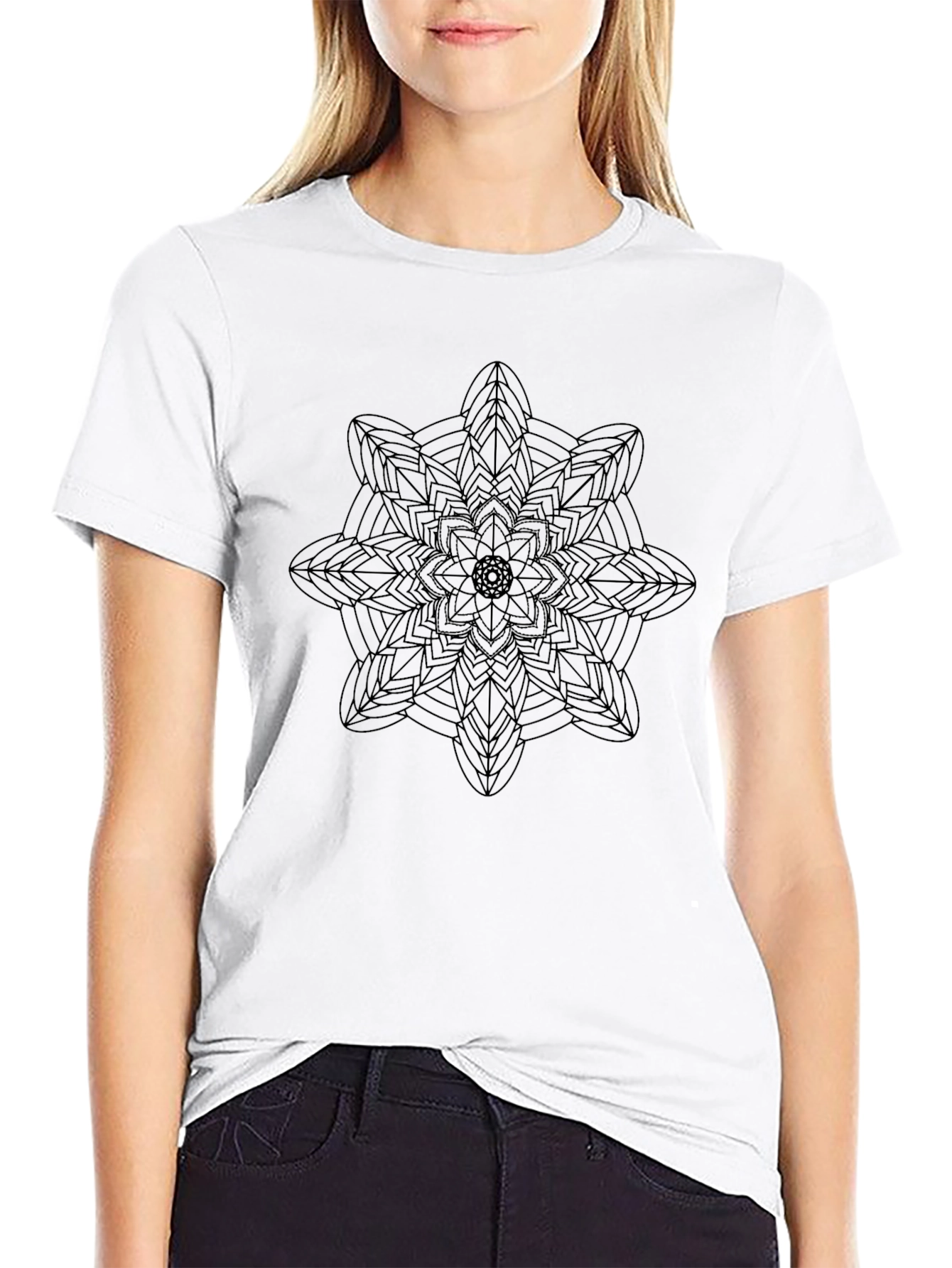 Geometric Mandala Black T-Shirt
