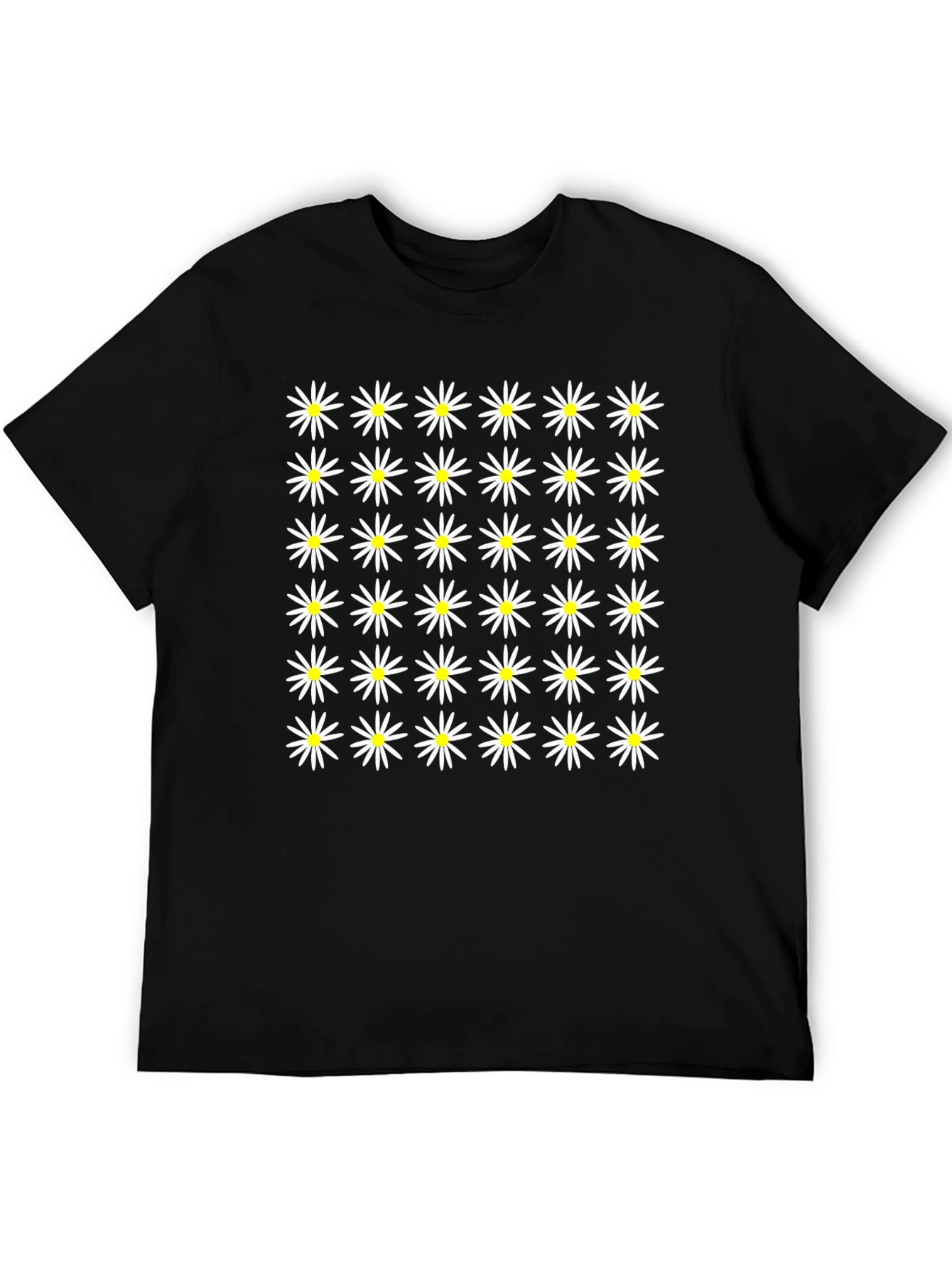 Daisy Pattern Black Tee