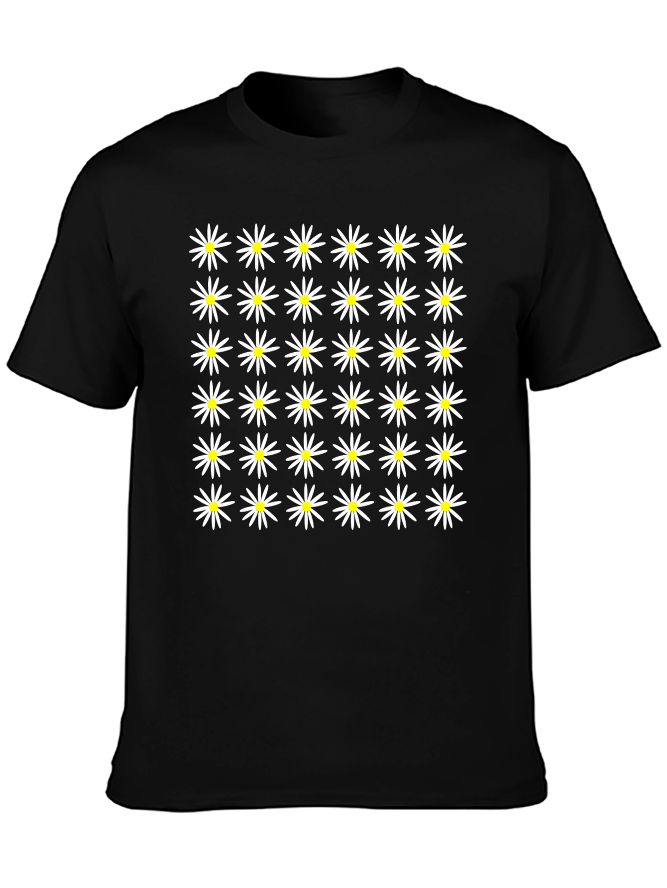 Daisy Pattern Black Tee