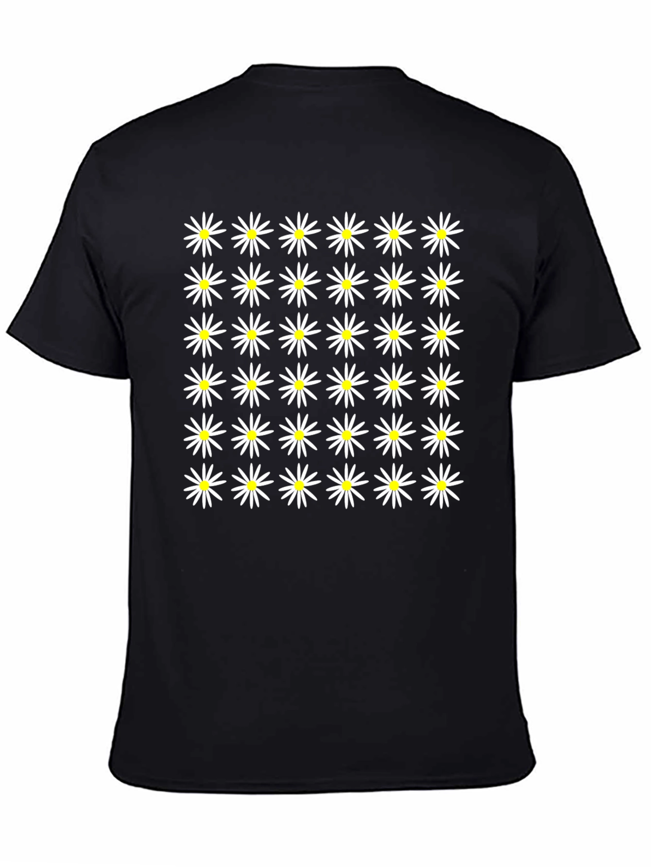 Daisy Pattern Black Tee