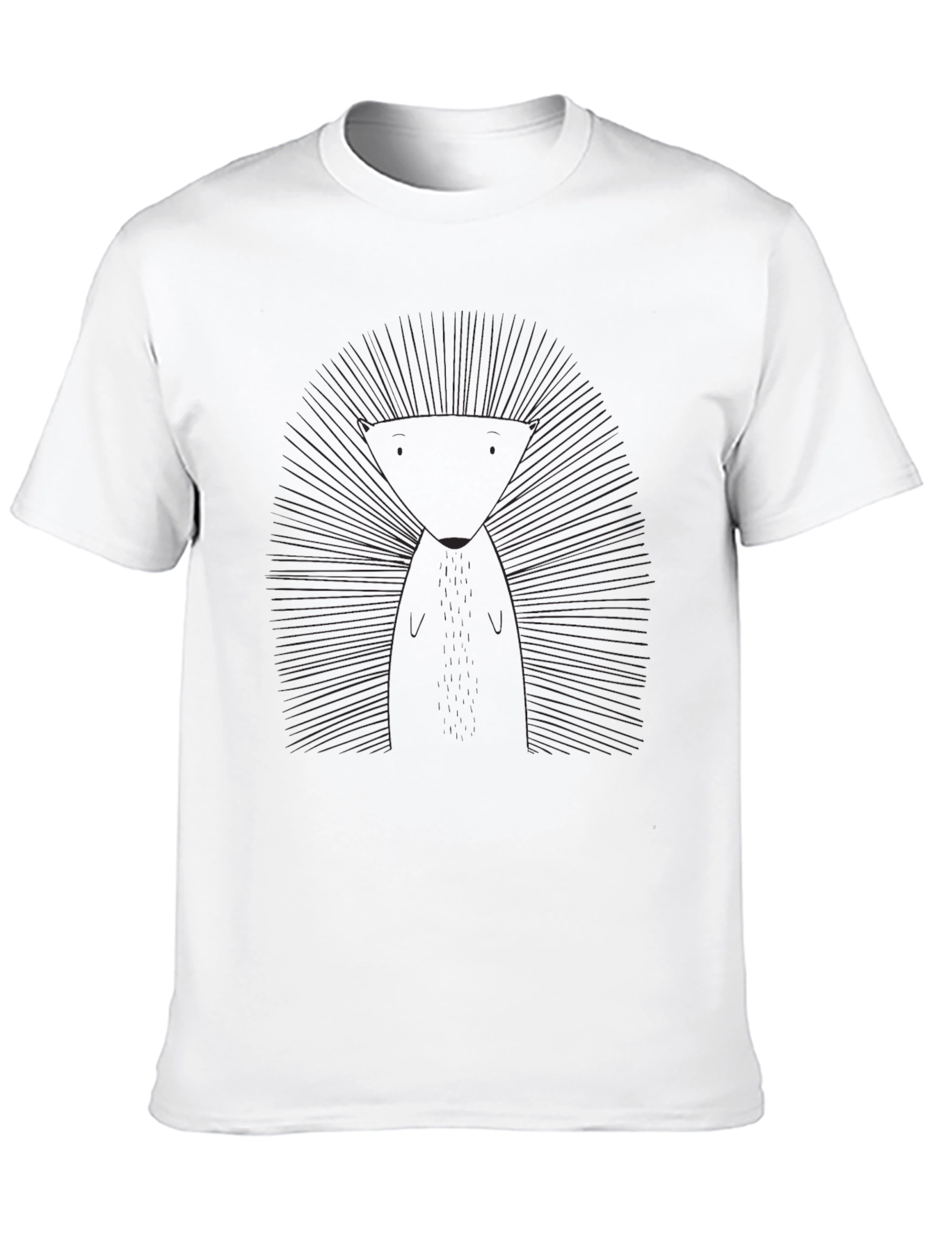 Geometric Hedgehog Graphic Tee - Sleek Black T-Shirt