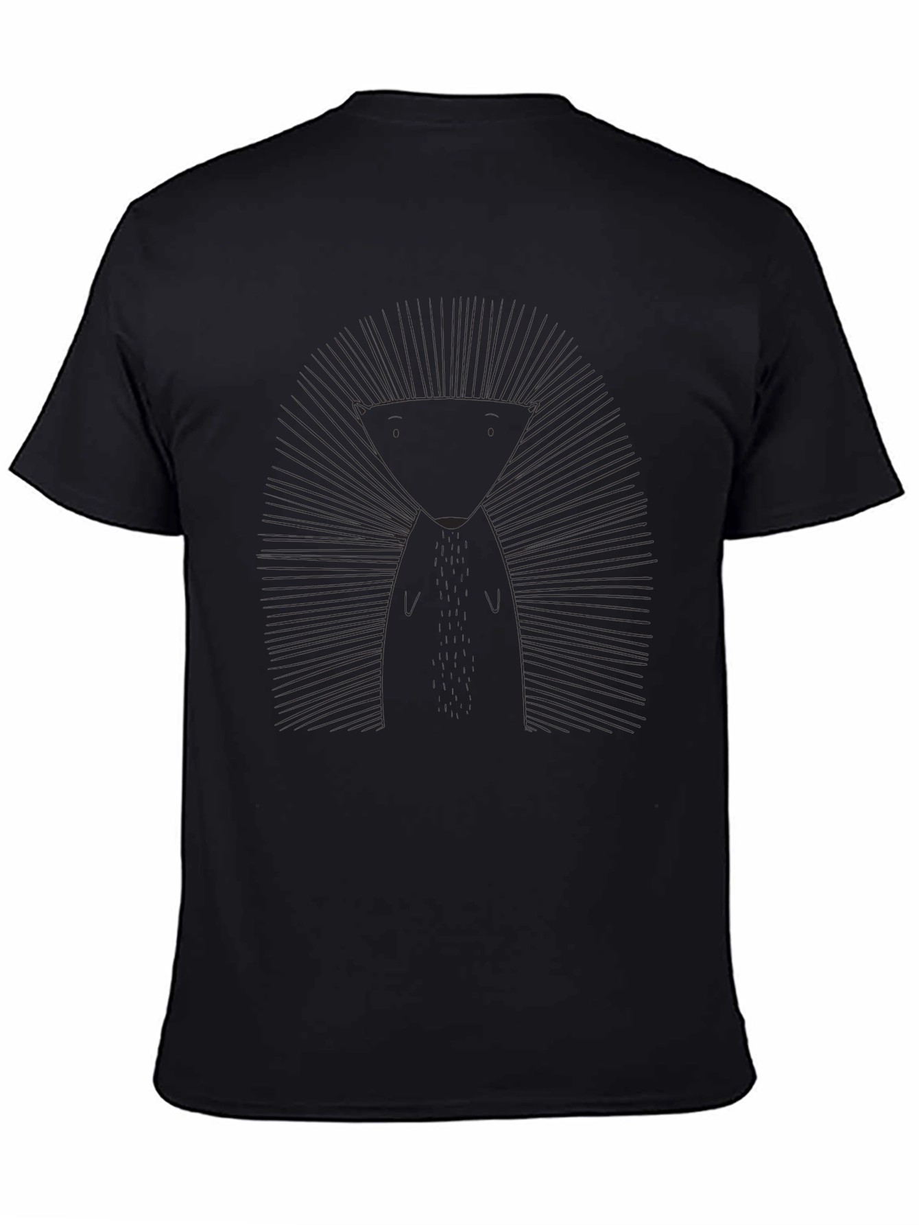 Geometric Hedgehog Graphic Tee - Sleek Black T-Shirt