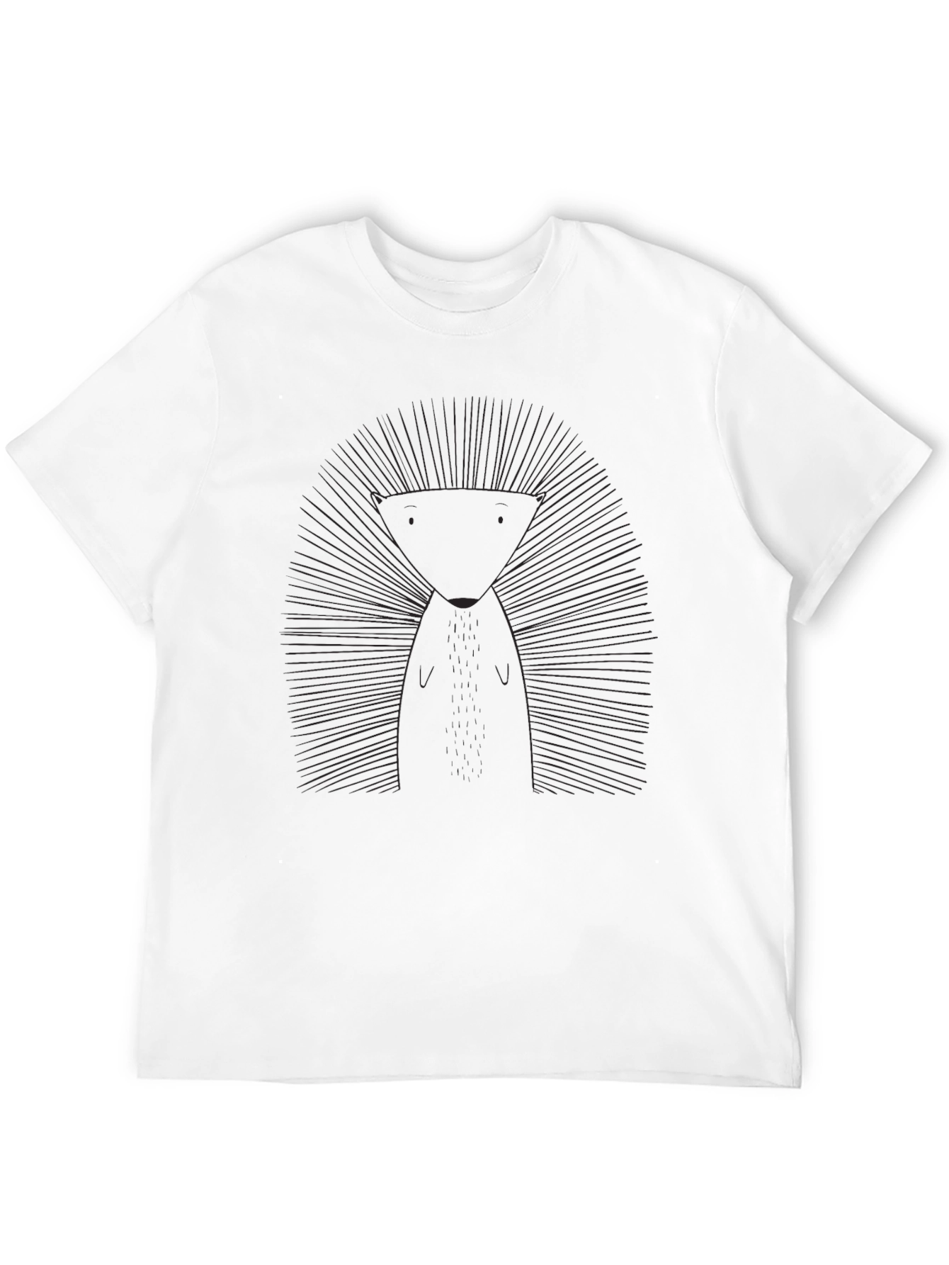 Geometric Hedgehog Graphic Tee - Sleek Black T-Shirt