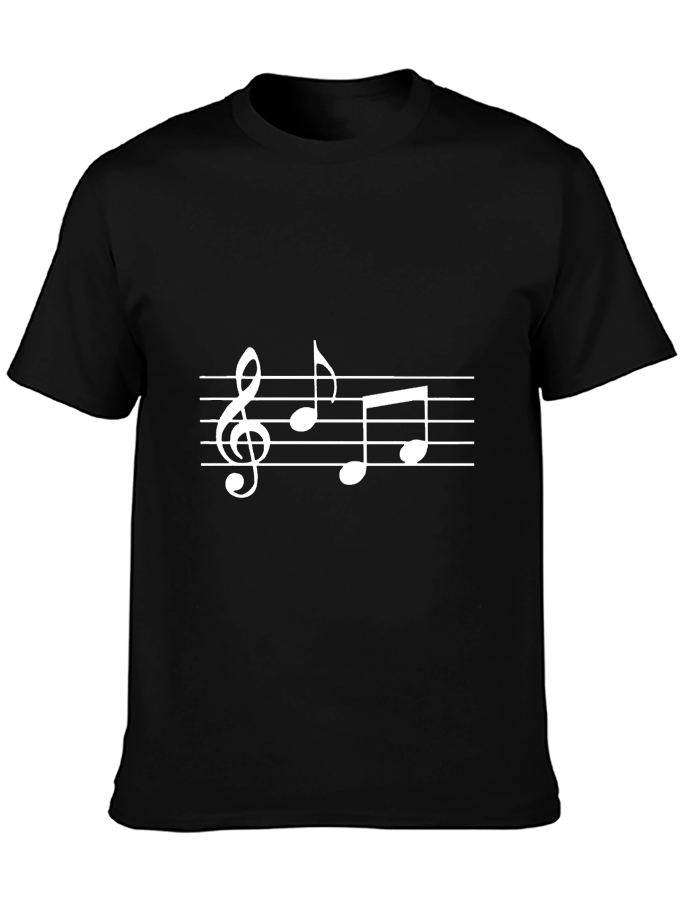 Musical Notes Graphic T-Shirt - Black Casual Tee