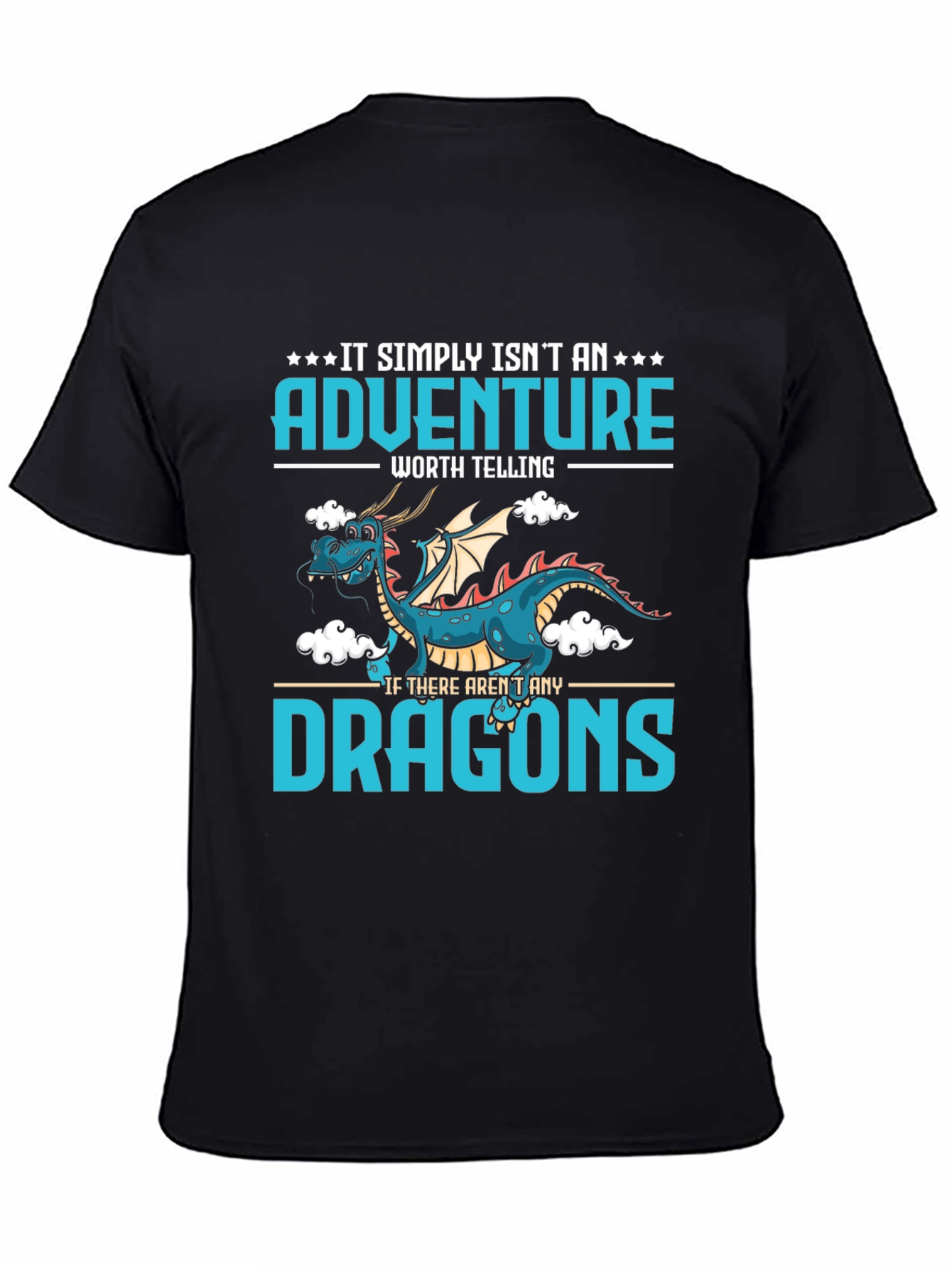 Adventure Dragon Graphic Tee - Black Cotton