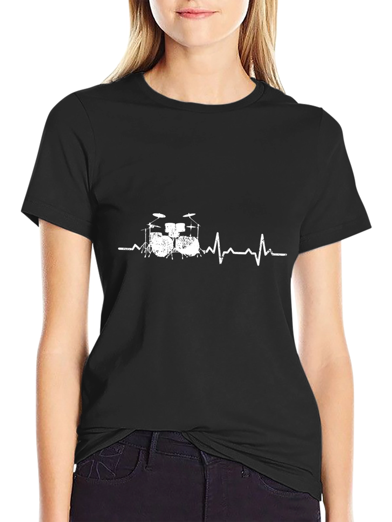 Drum Beat Heartbeat Black T-Shirt