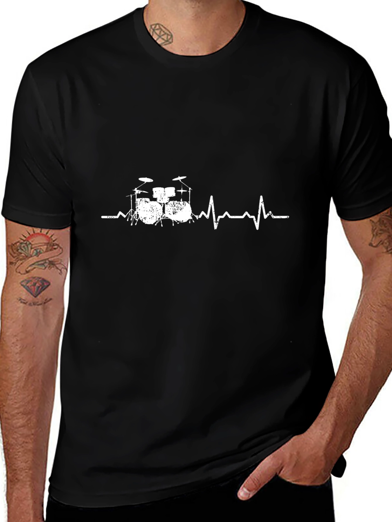 Drum Beat Heartbeat Black T-Shirt