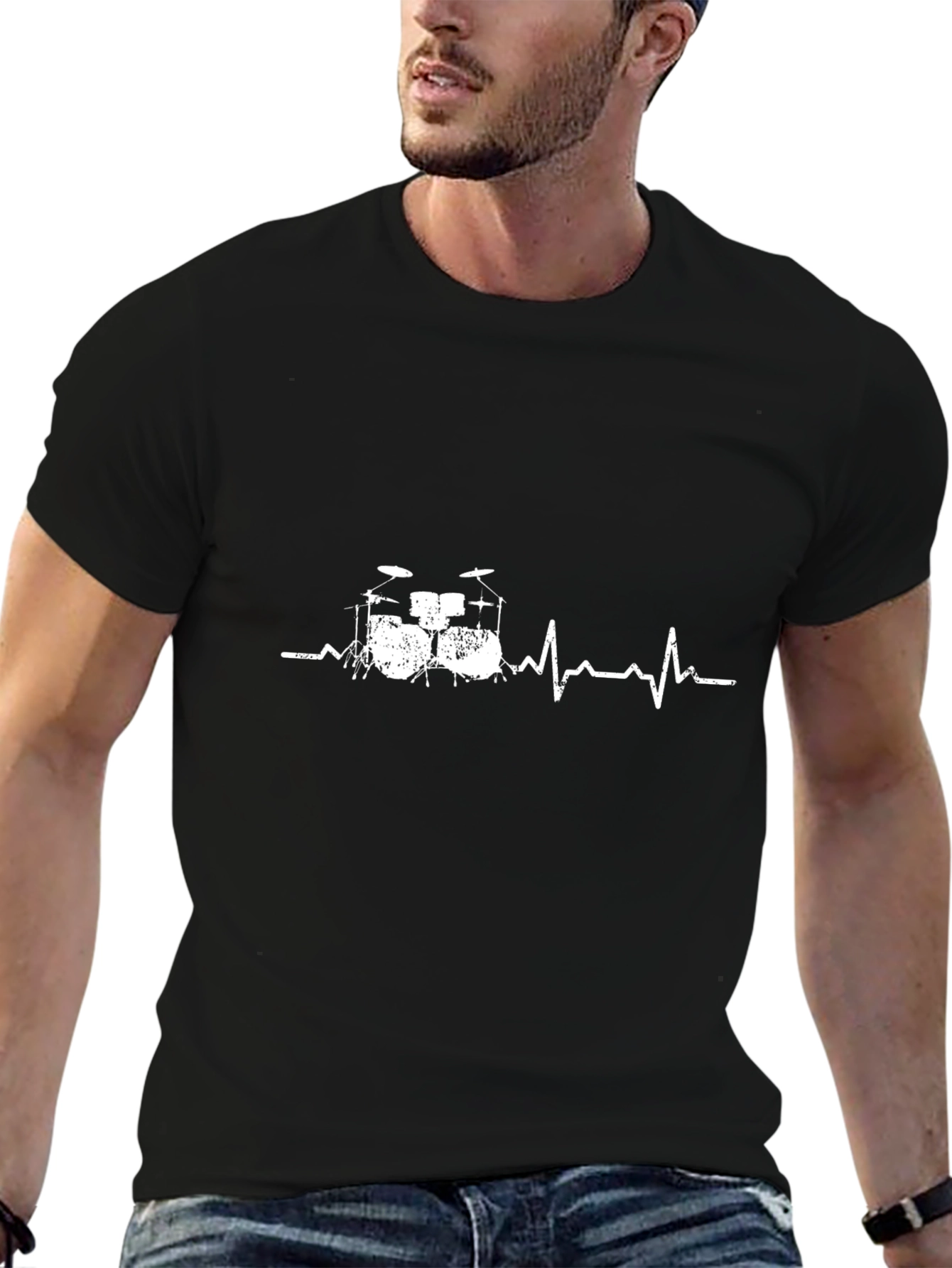Drum Beat Heartbeat Black T-Shirt