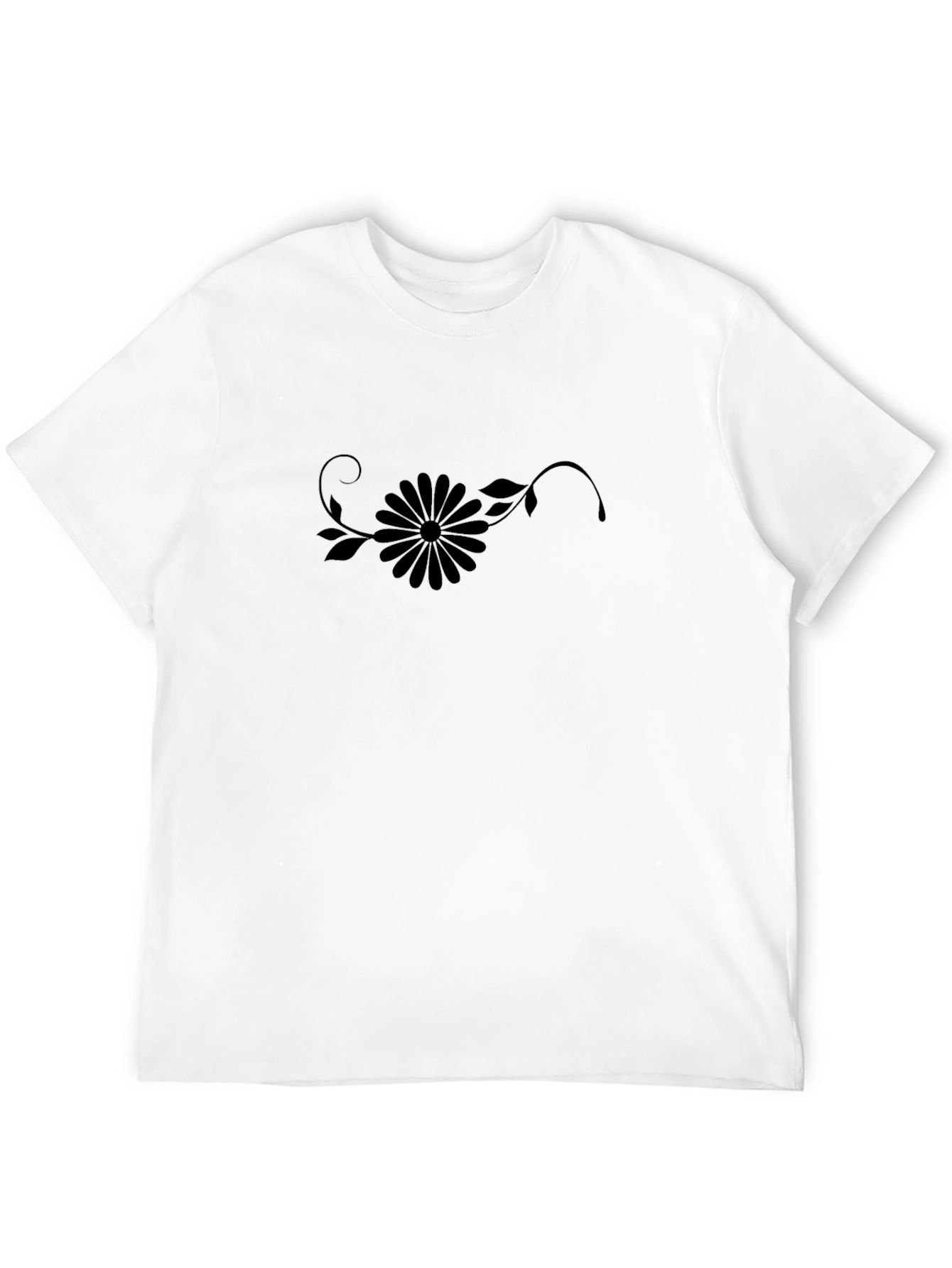 Black Graphic Tee - Floral Design