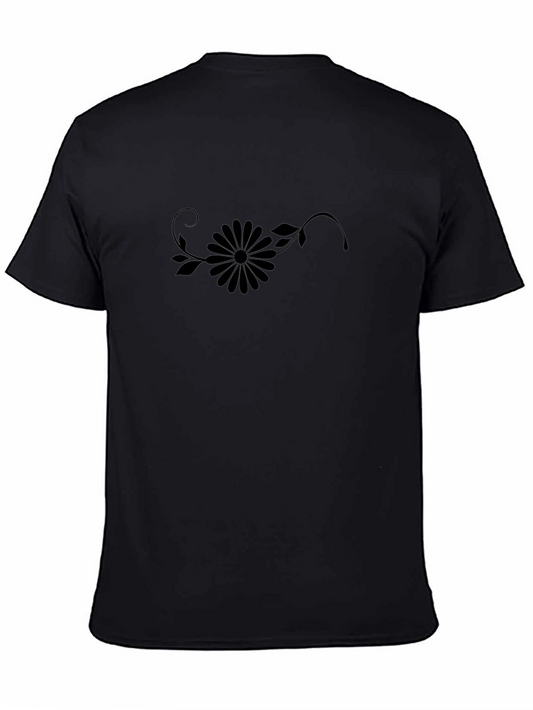 Black Graphic Tee - Floral Design