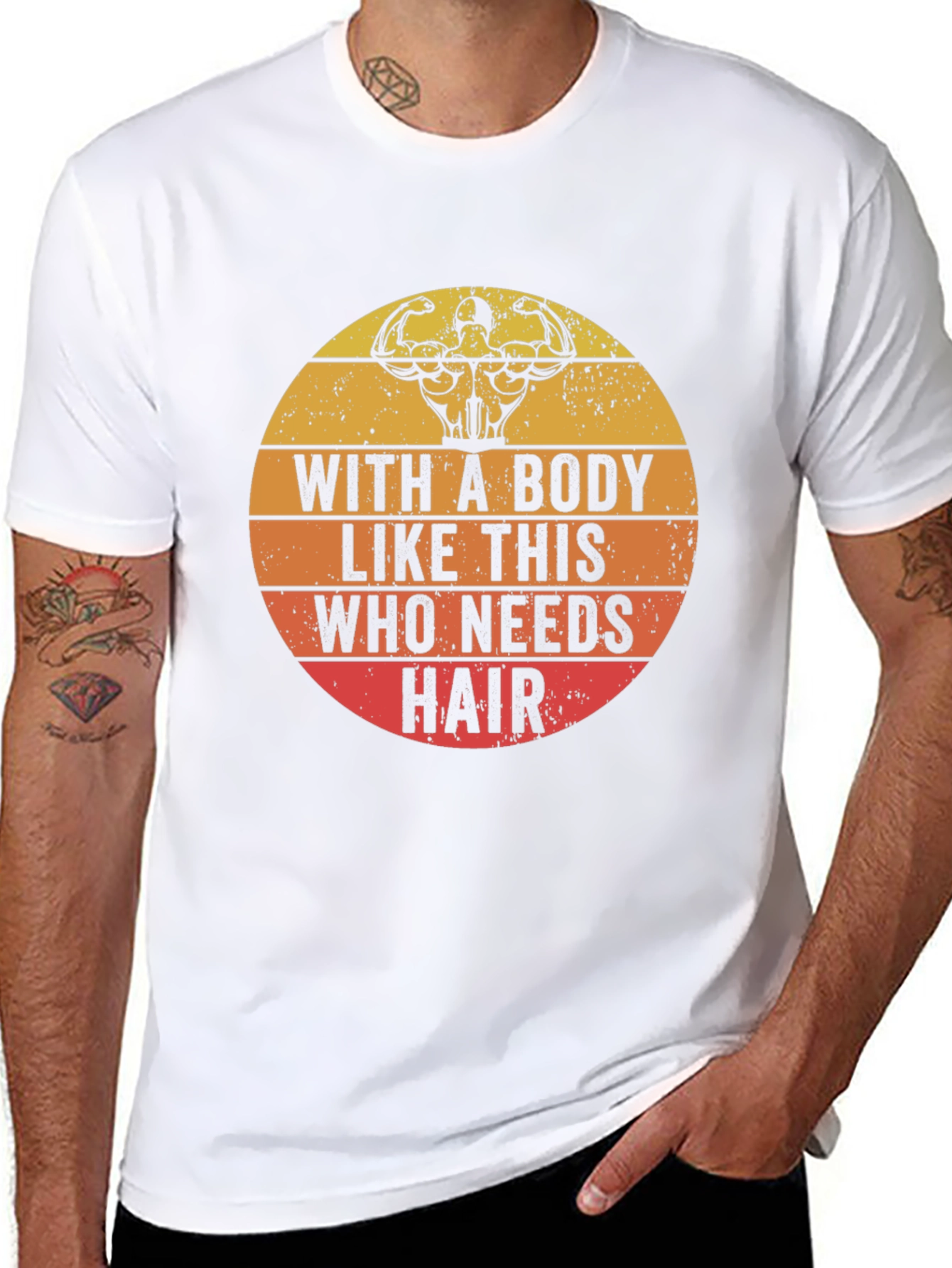 Bald Bodybuilder Humor T-Shirt