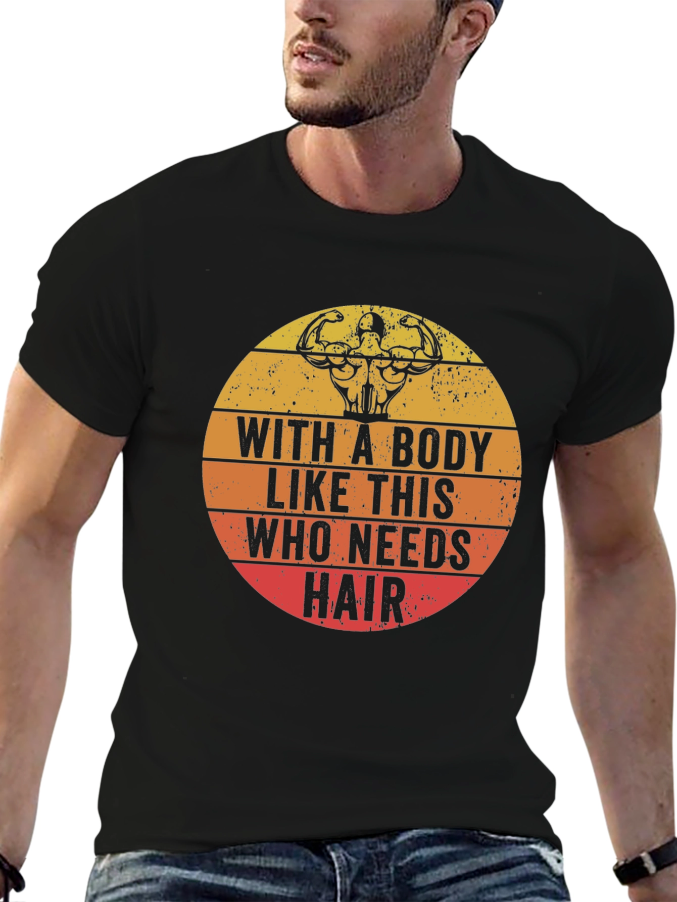Bald Bodybuilder Humor T-Shirt