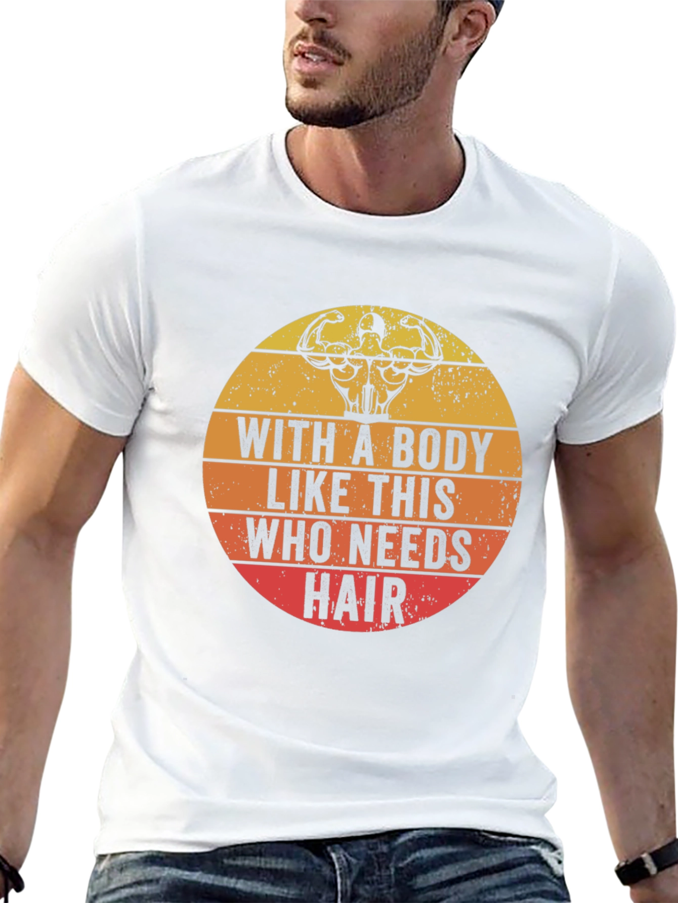 Bald Bodybuilder Humor T-Shirt