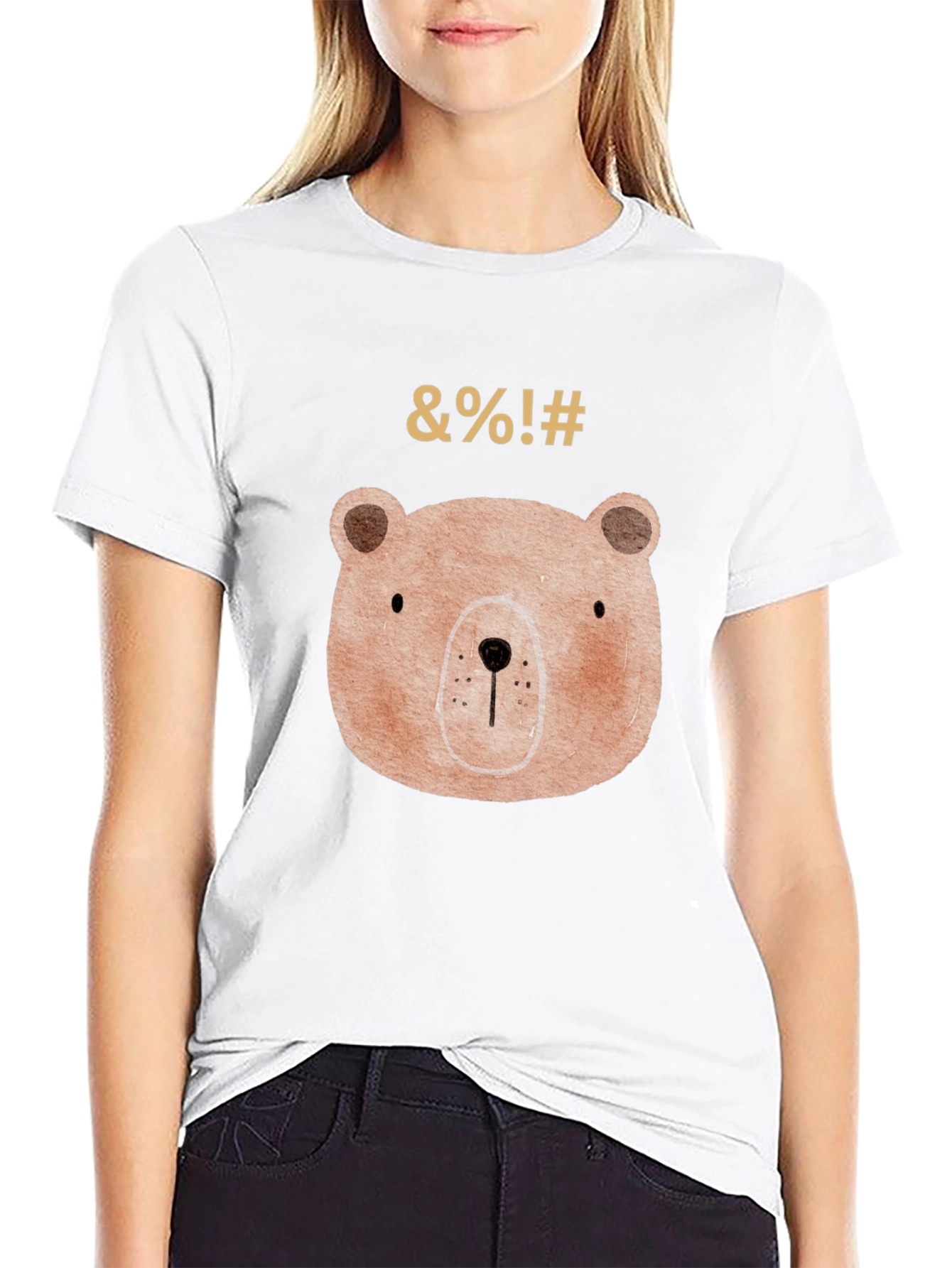 Funny Bear Graphic Black T-Shirt