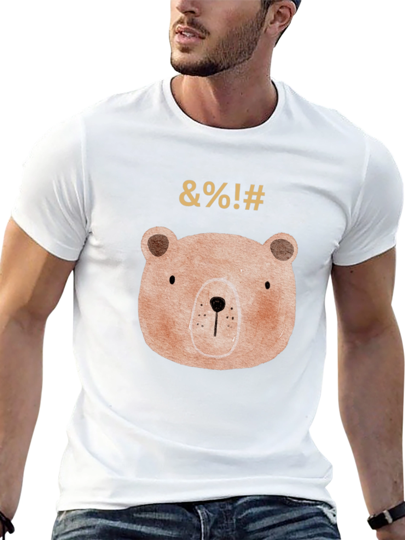 Funny Bear Graphic Black T-Shirt