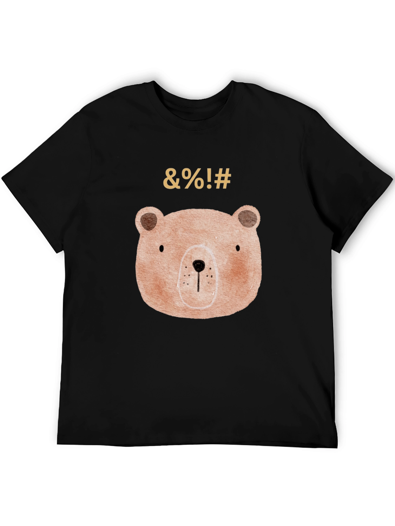 Funny Bear Graphic Black T-Shirt
