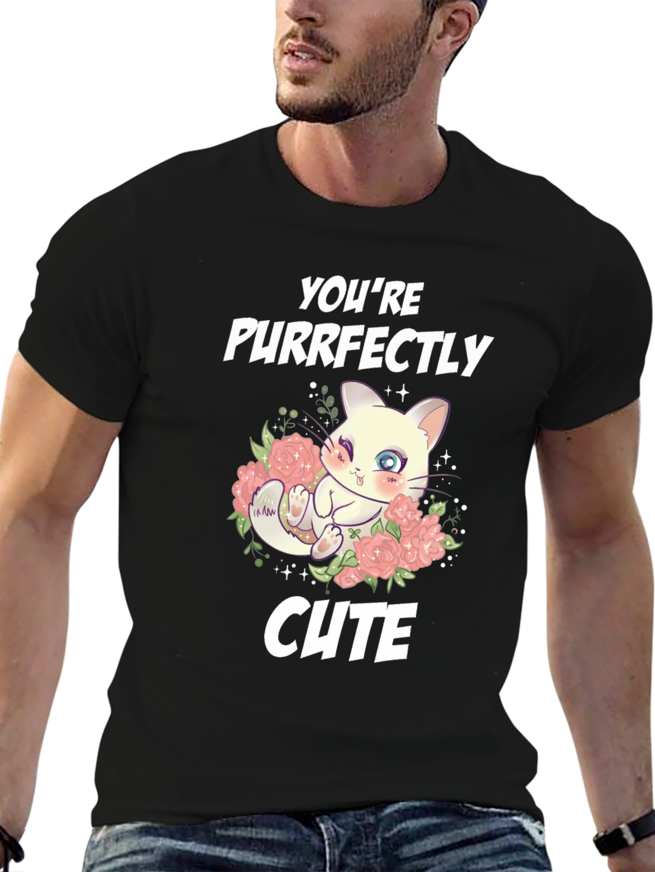 Purrfectly Cute Cat Graphic T-Shirt
