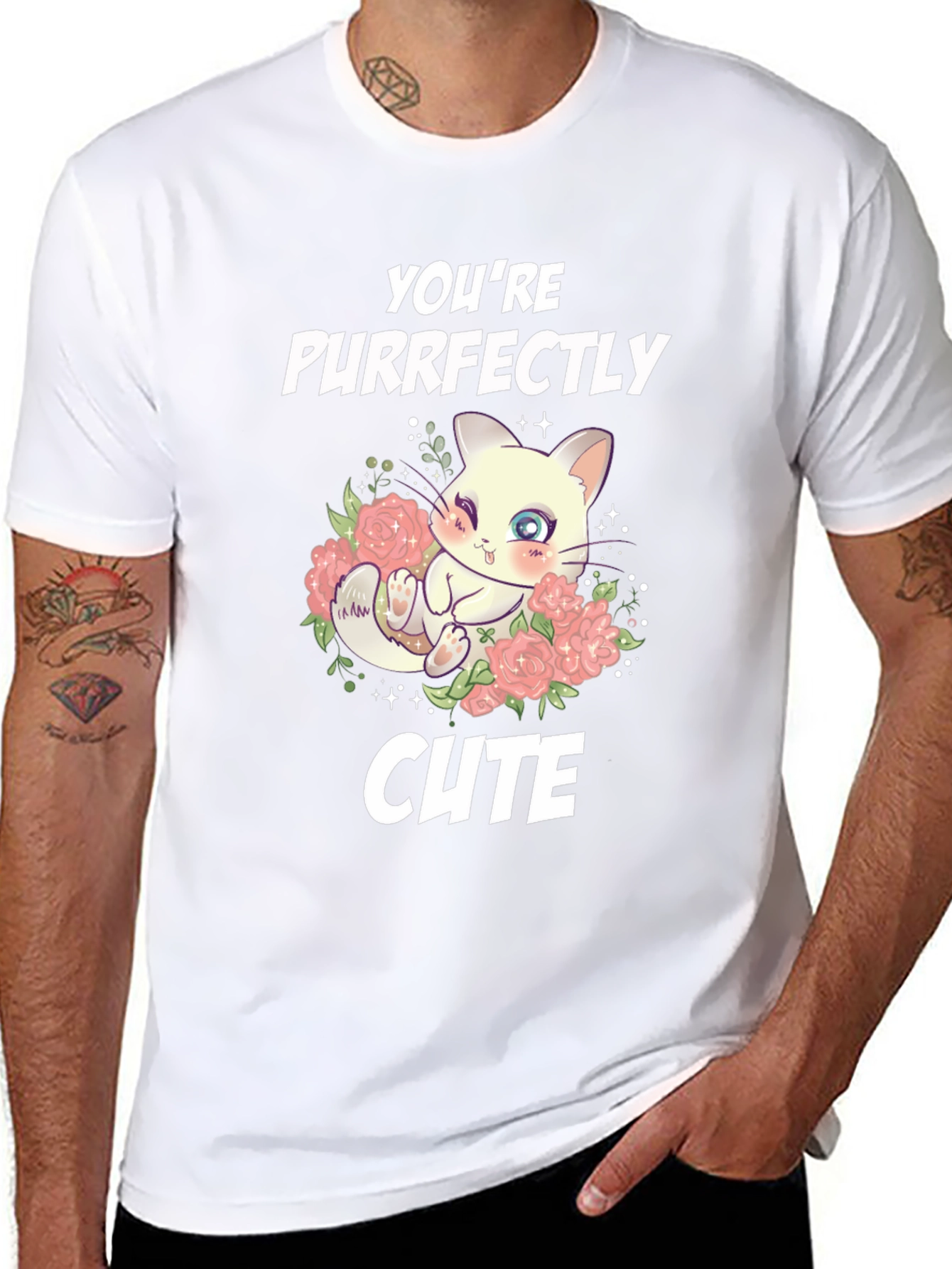 Purrfectly Cute Cat Graphic T-Shirt
