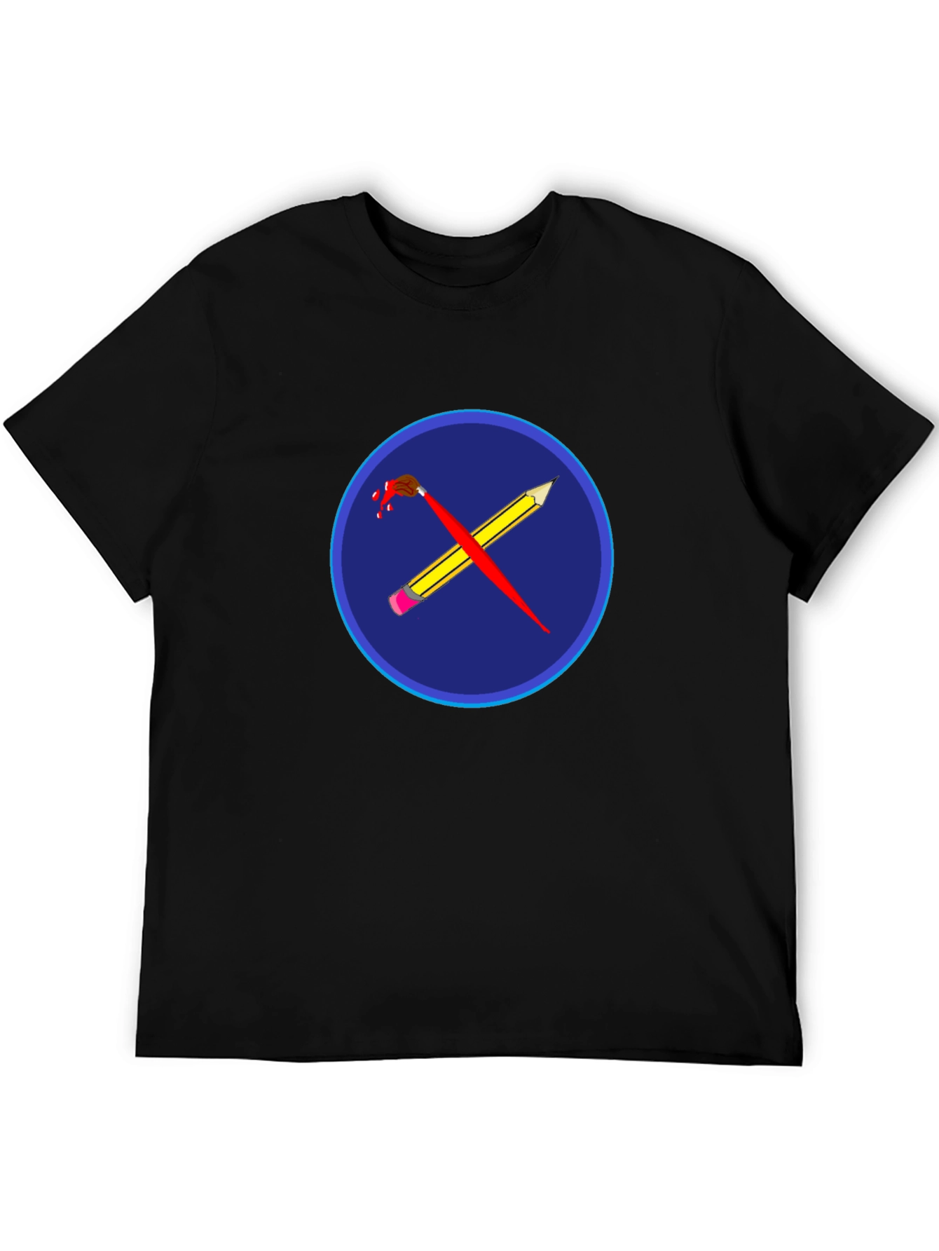 Artistic Crossed Brush & Pencil Graphic Tee