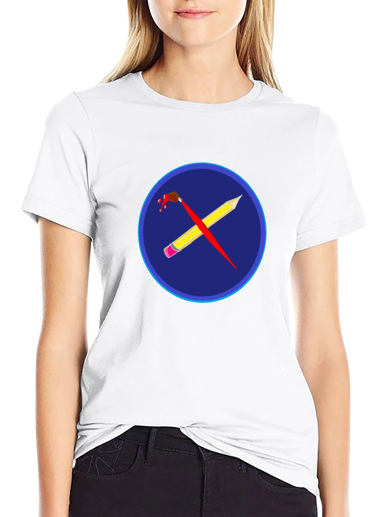 Artistic Crossed Brush & Pencil Graphic Tee
