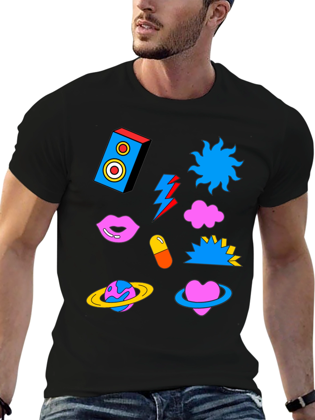 Funky Graphic Print Crew Neck T-Shirt