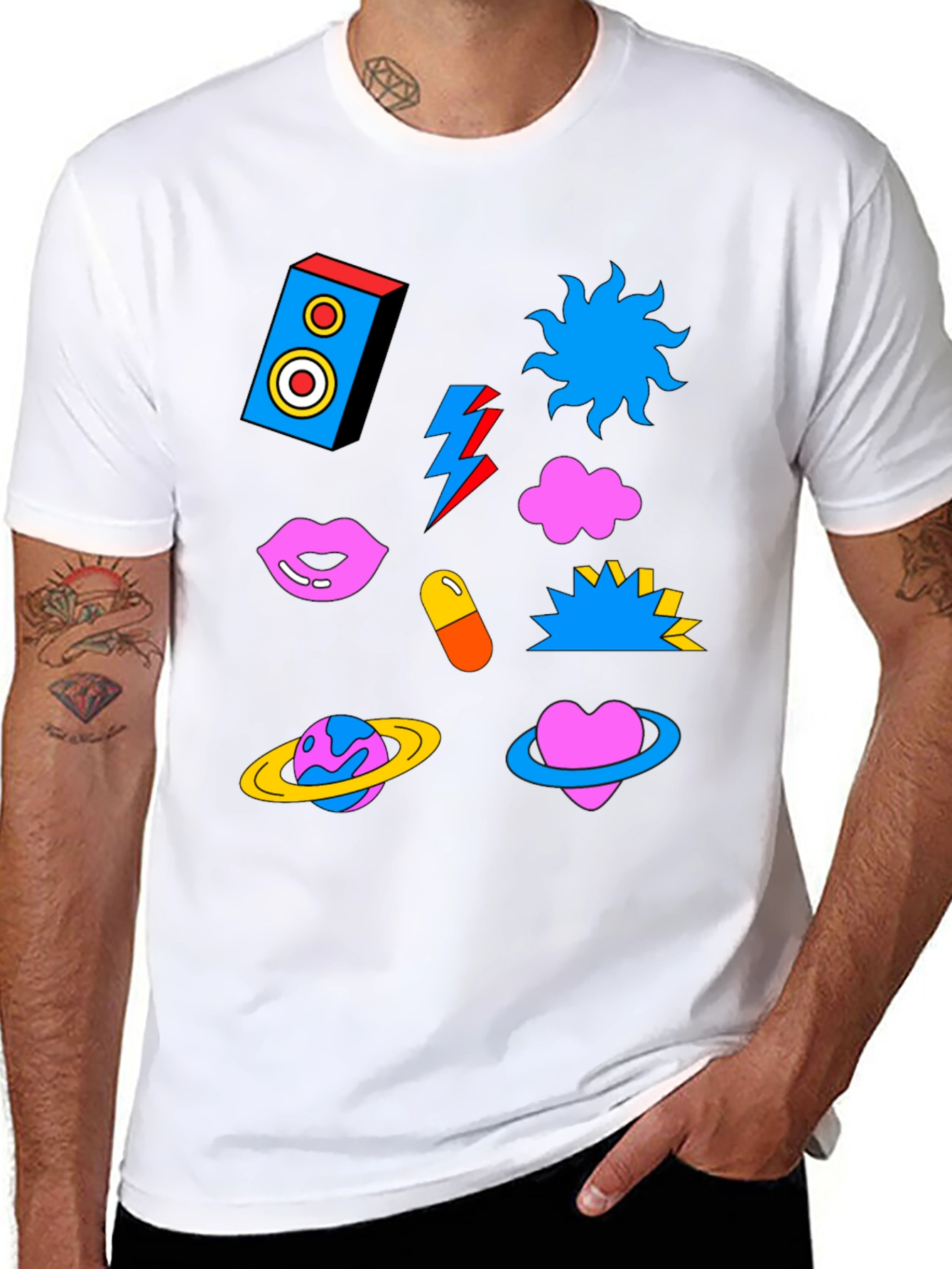 Funky Graphic Print Crew Neck T-Shirt
