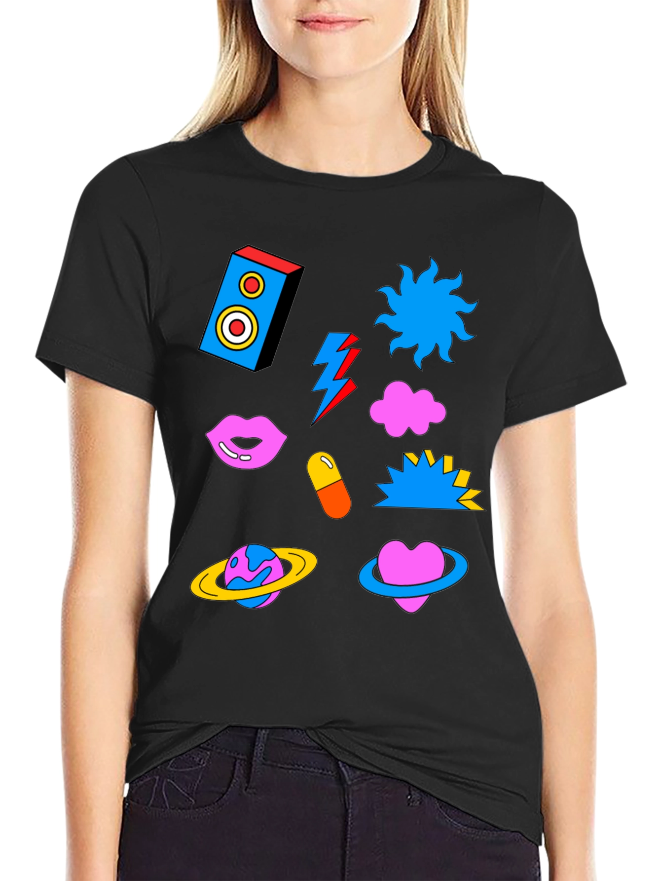 Funky Graphic Print Crew Neck T-Shirt