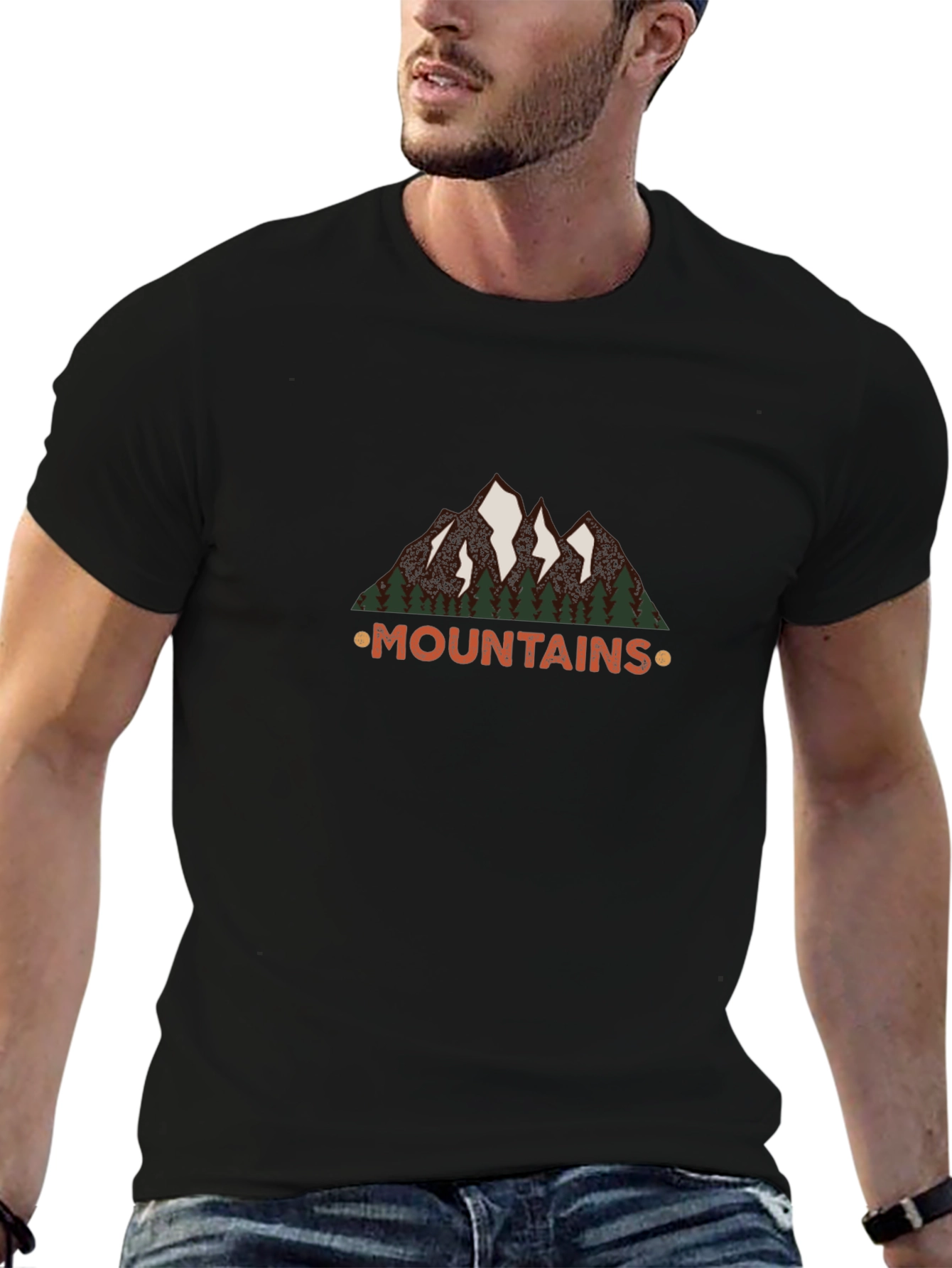 Mountains Graphic Tee - Black Short Sleeve Shirt