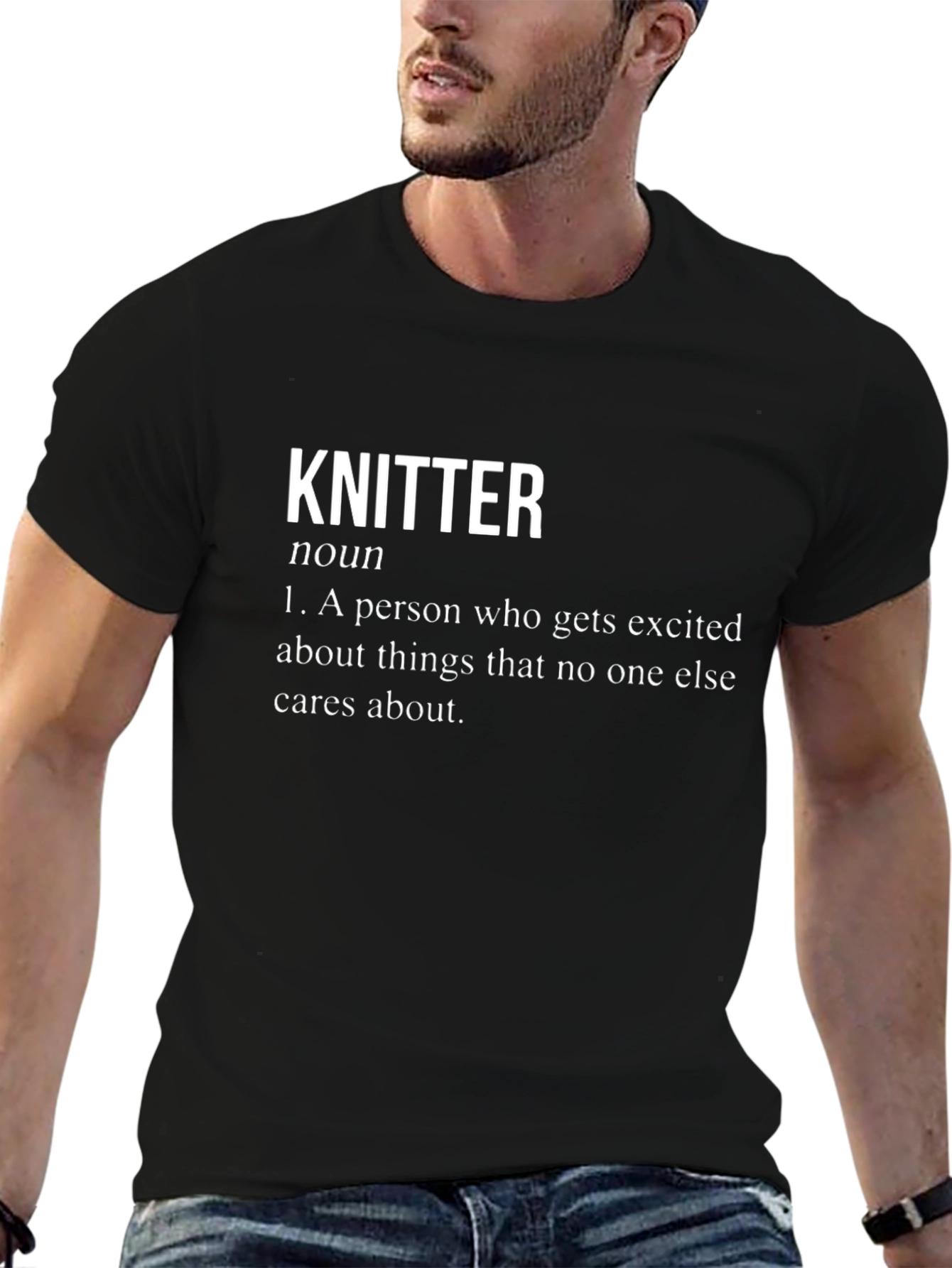 Knitter Definition Black T-Shirt - Funny Knitting Tee