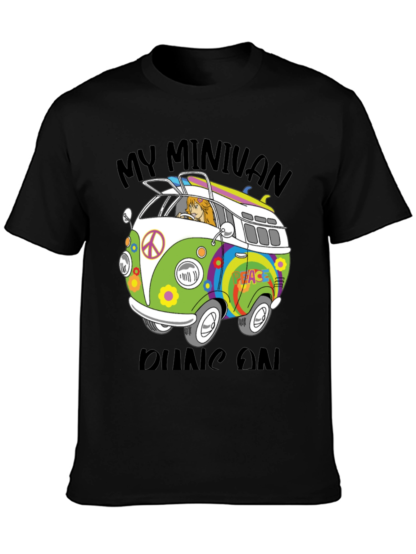 Retro Van T-Shirt - My Minivan Runs On Peace