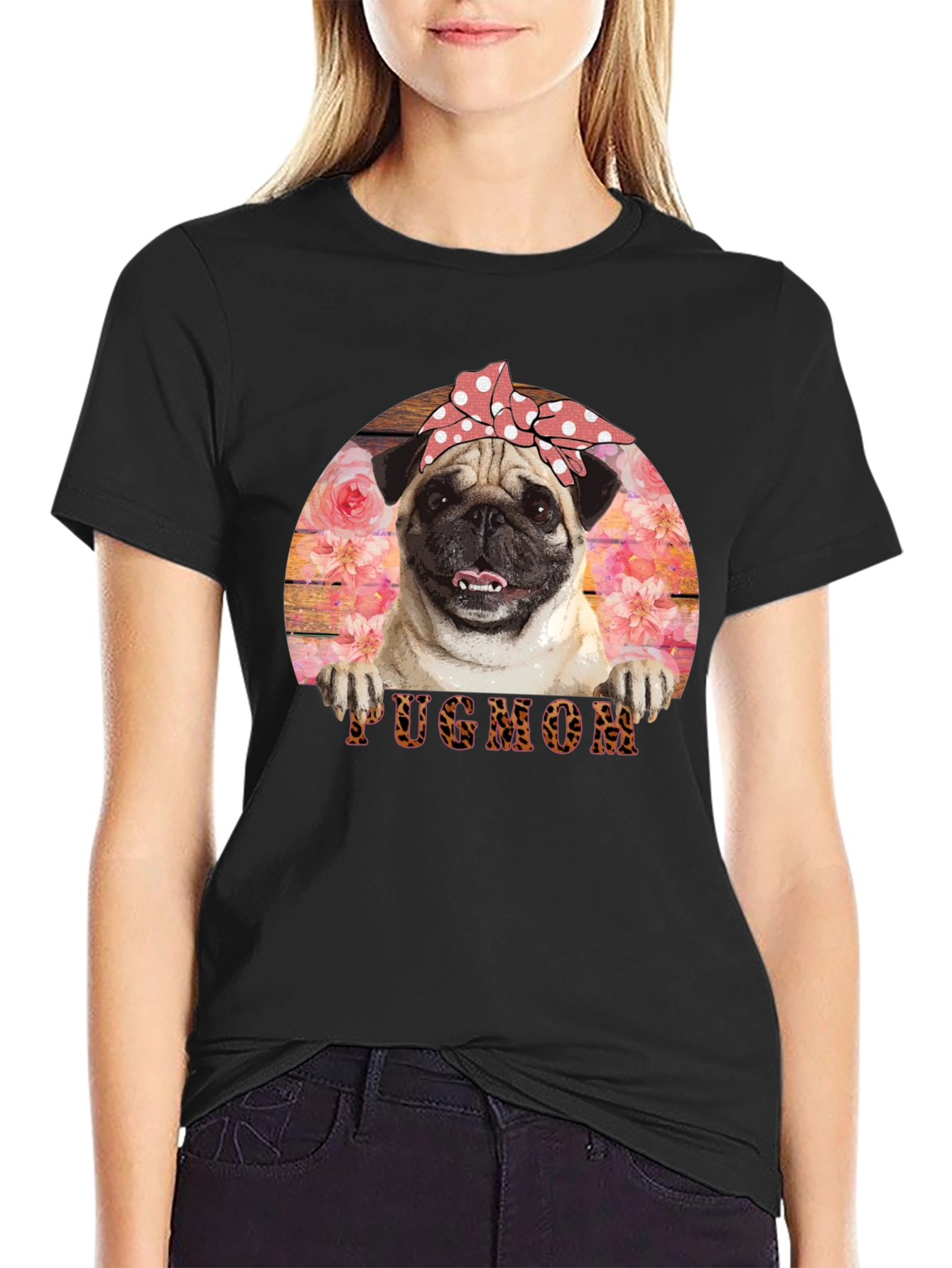 Pug Mom T-Shirt - Floral and Fun!