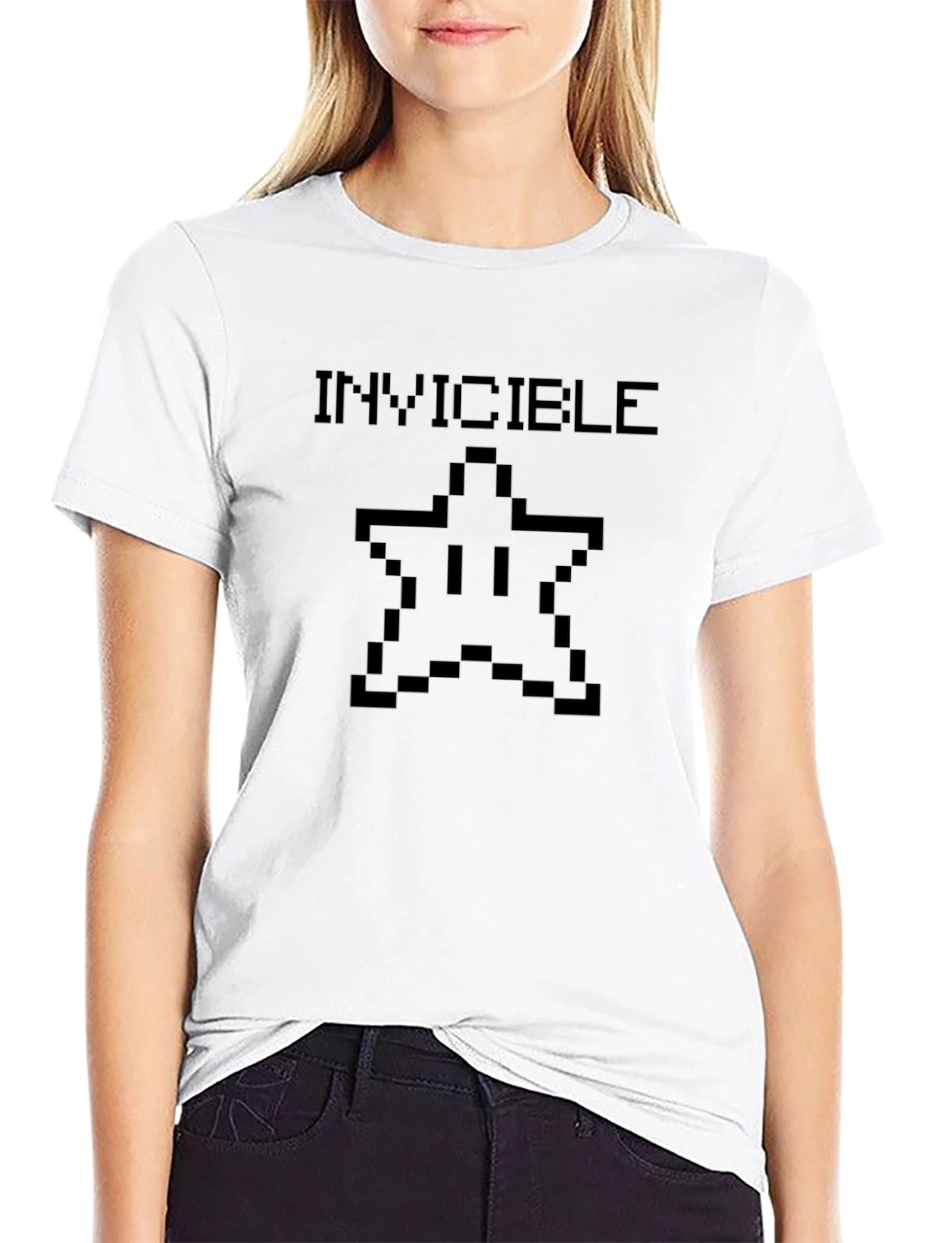 Invincible Pixel Star T-Shirt - Black Cotton Tee