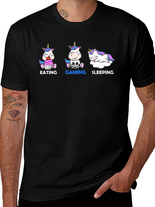 Unicorn Gamer T-Shirt - Eat Game Sleep Repeat