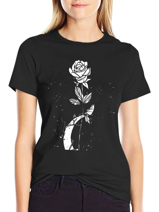 Black Rose Graphic T-Shirt - Unique Floral Design