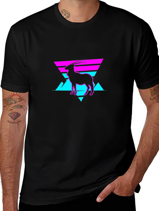 Retro Goat Graphic Tee - Cool Neon Style Shirt