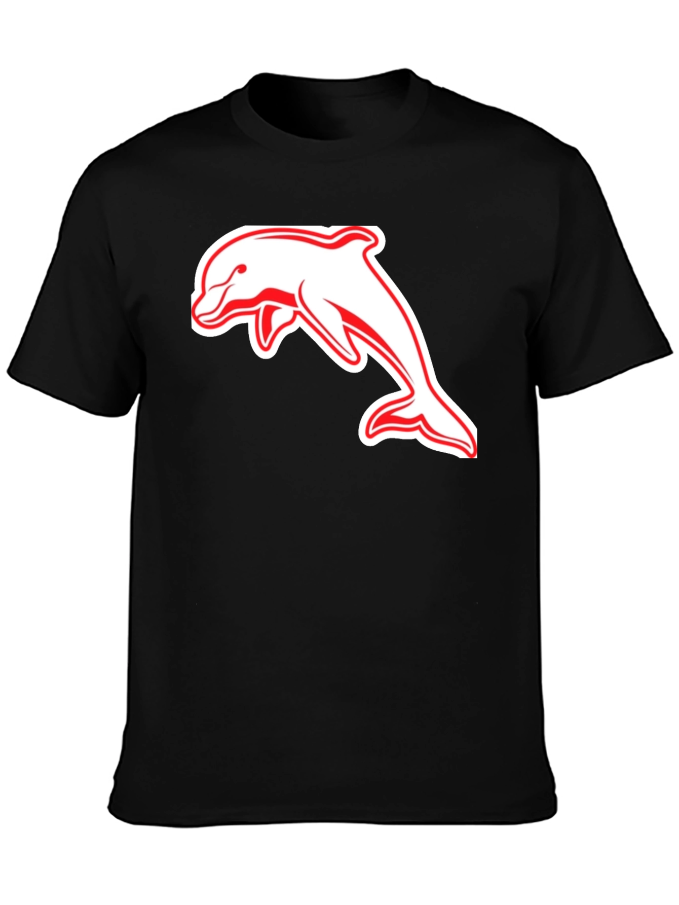 Black T-Shirt with Dolphin Graphic