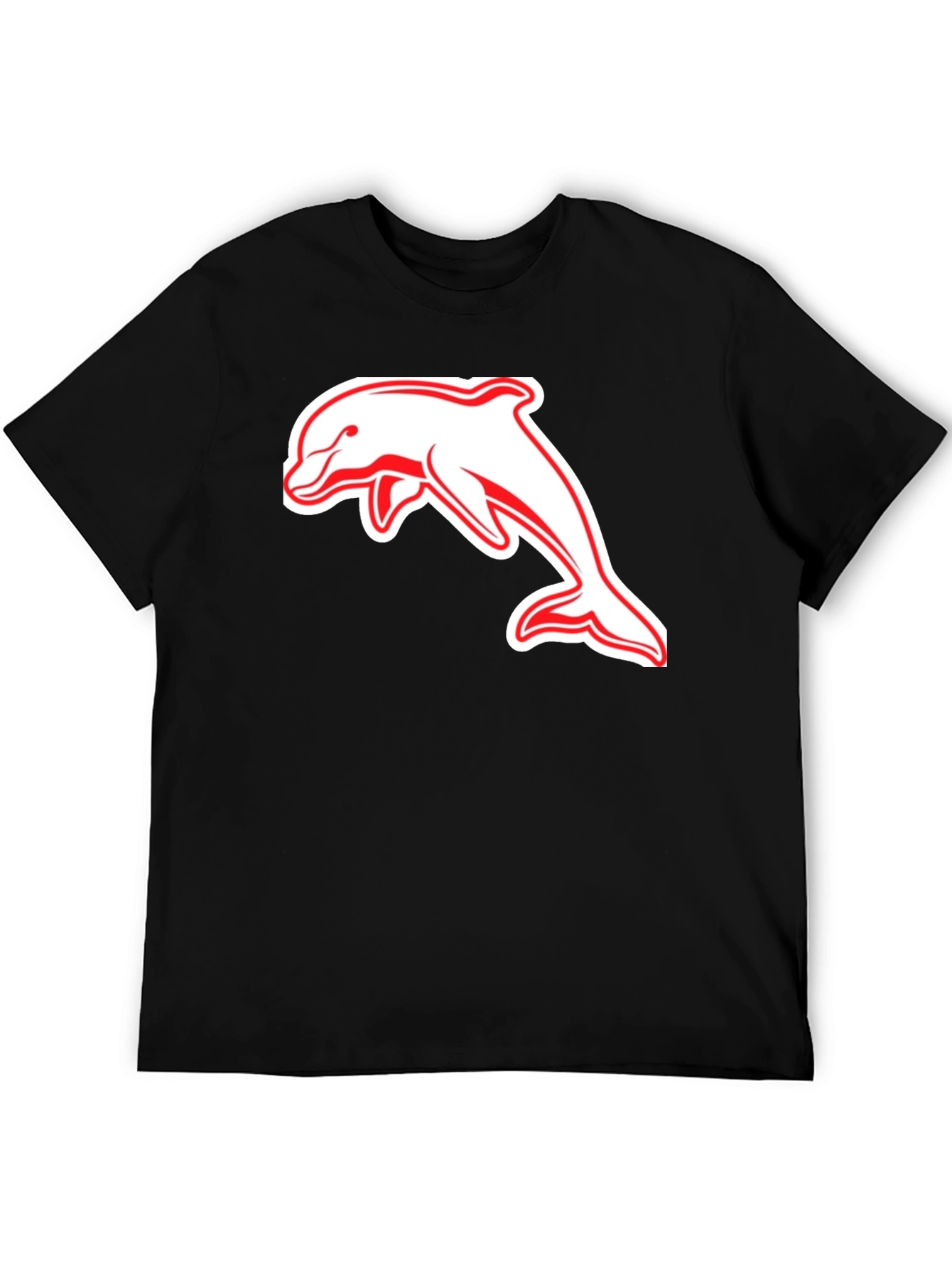 Black T-Shirt with Dolphin Graphic