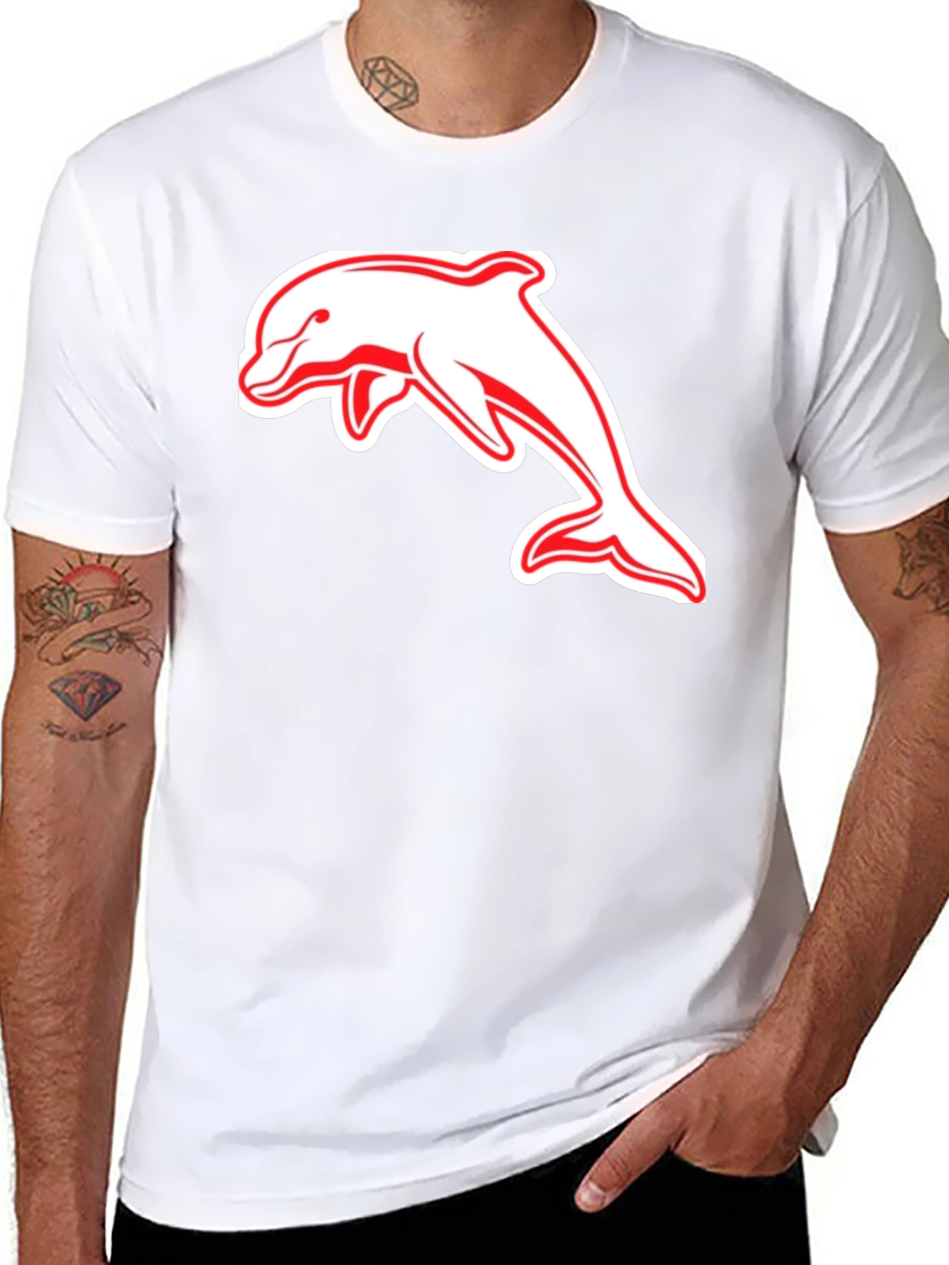 Black T-Shirt with Dolphin Graphic