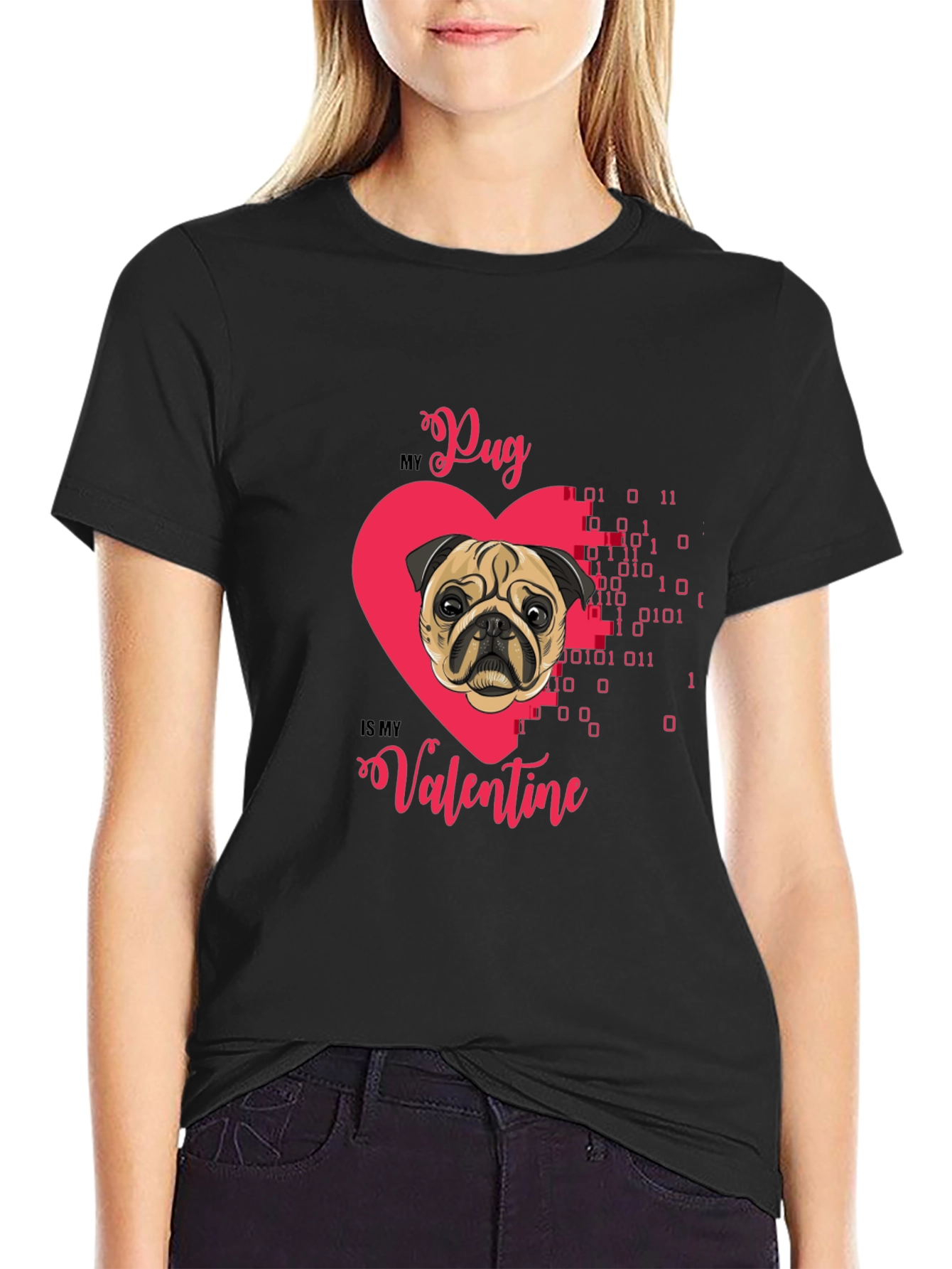 Pug Valentines Day Graphic T-Shirt