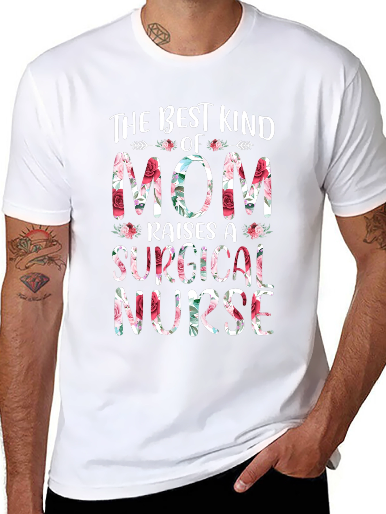 Floral Mom of Surgical Nurse Graphic Tee