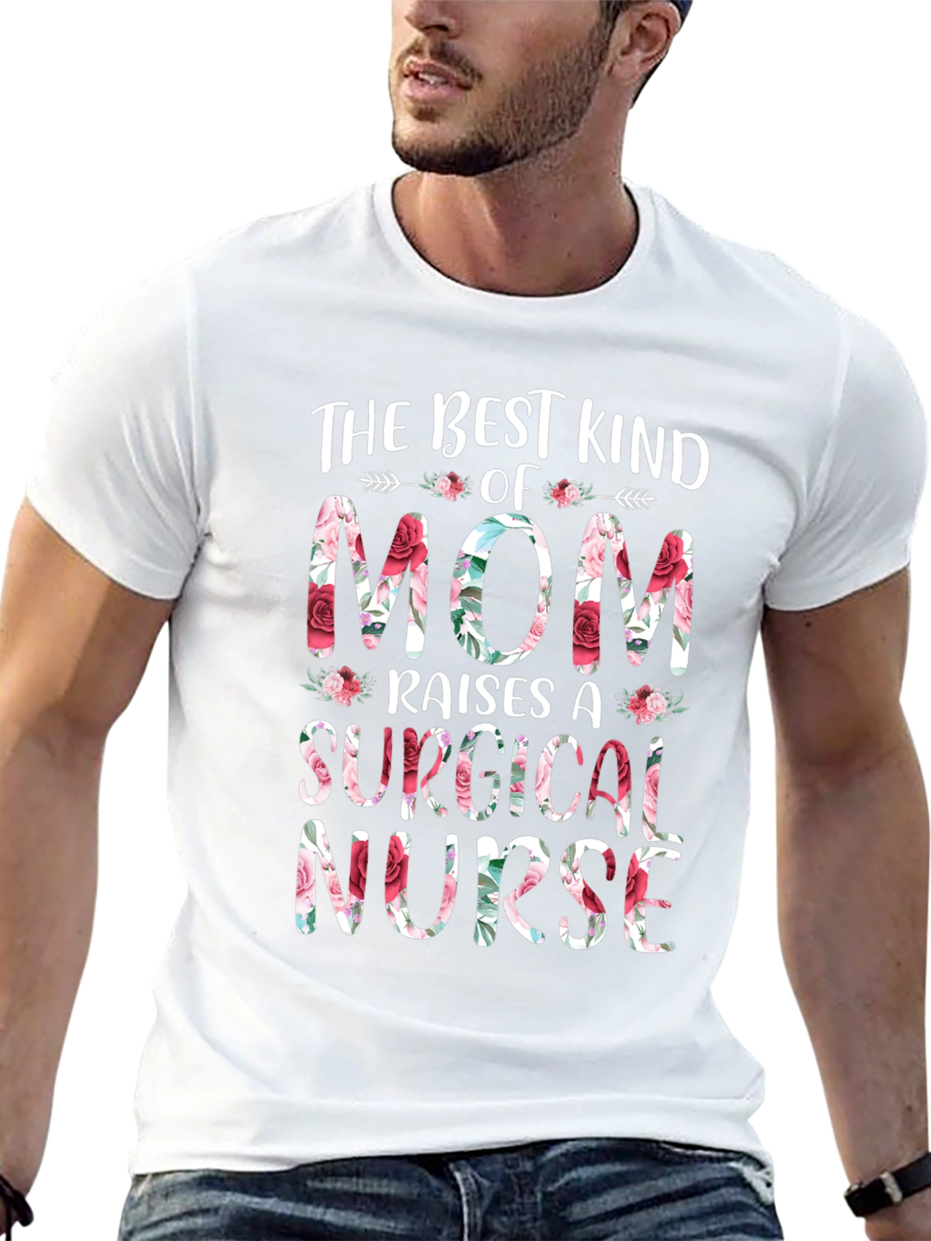 Floral Mom of Surgical Nurse Graphic Tee