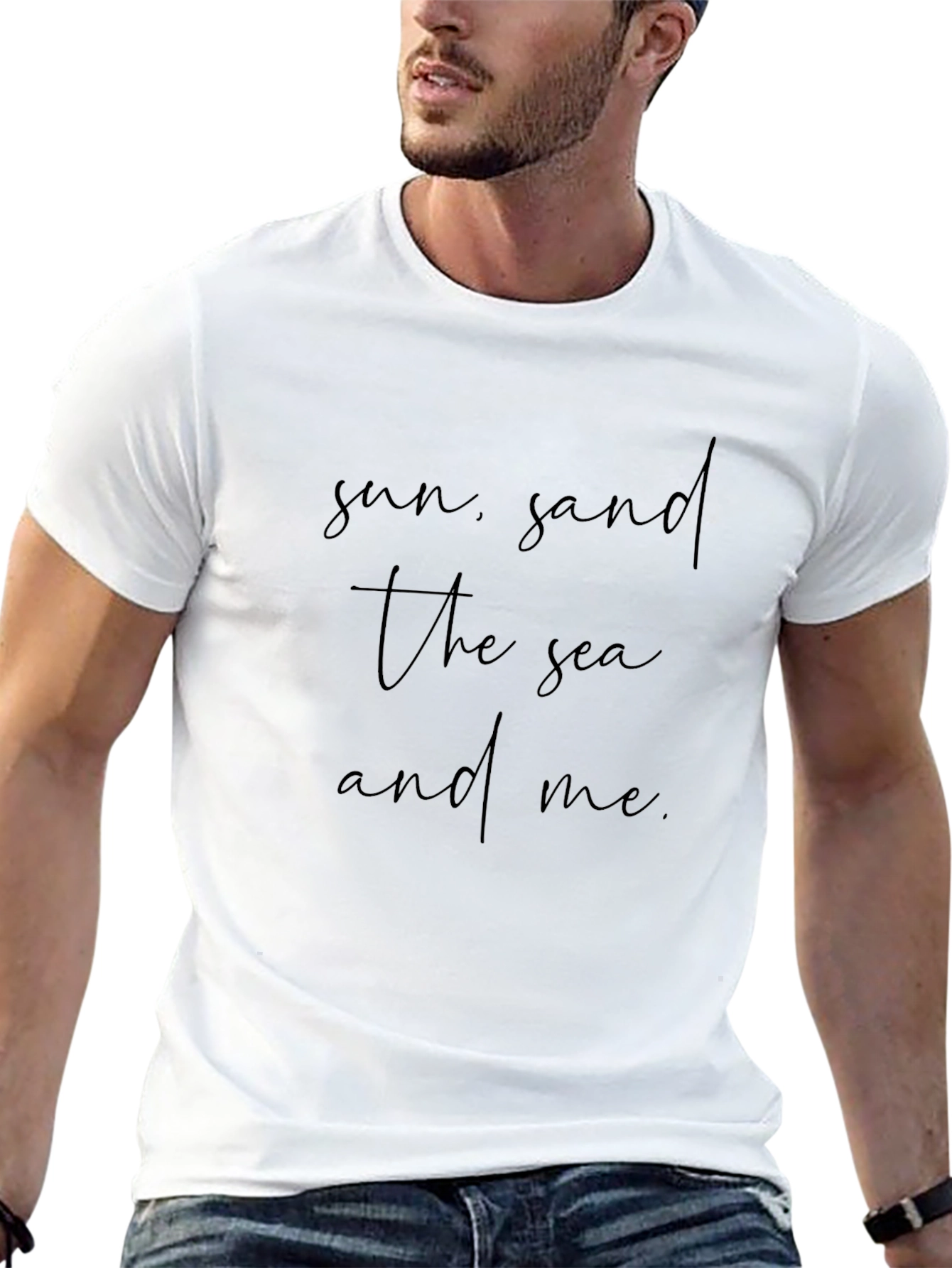 Sun Sand Sea and Me Black Graphic T-Shirt