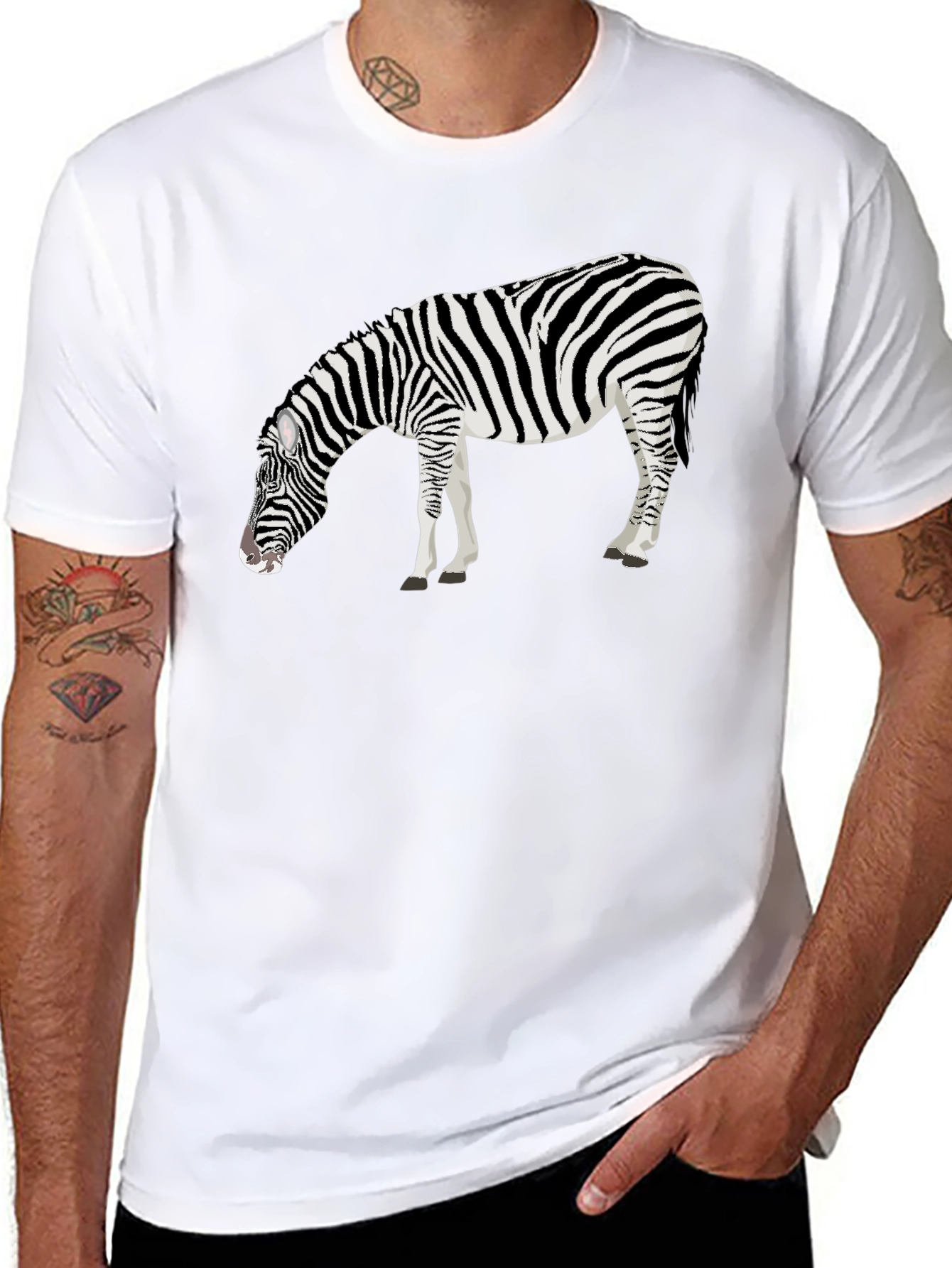 Zebra Graphic Print Mens Black T-Shirt