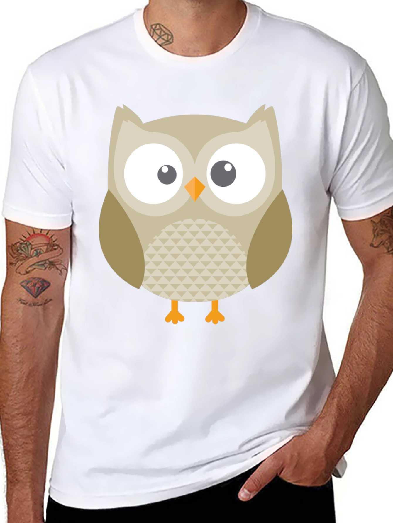 Owl Graphic Print Black T-Shirt
