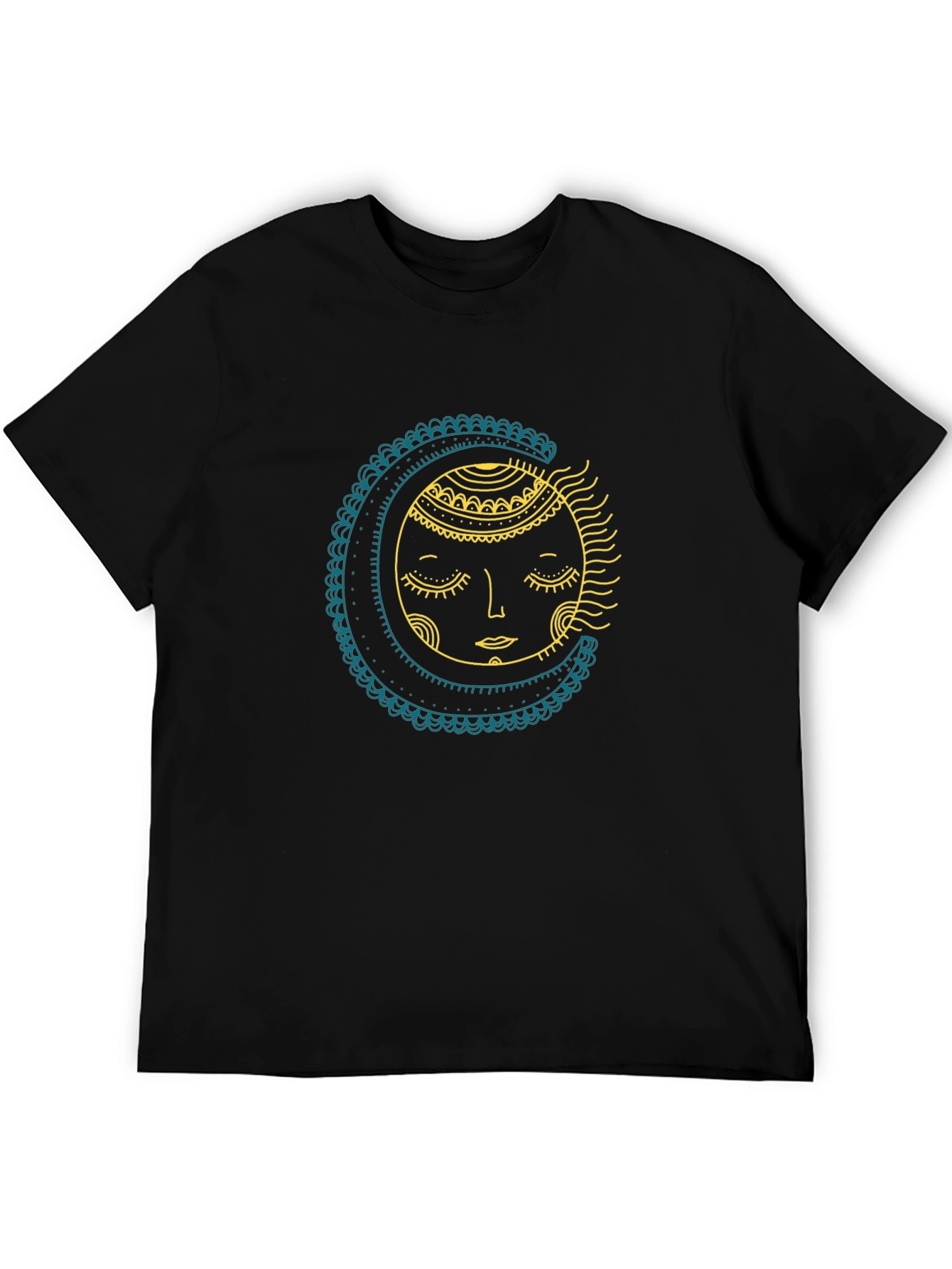 Celestial Sun & Moon Graphic Tee - Black