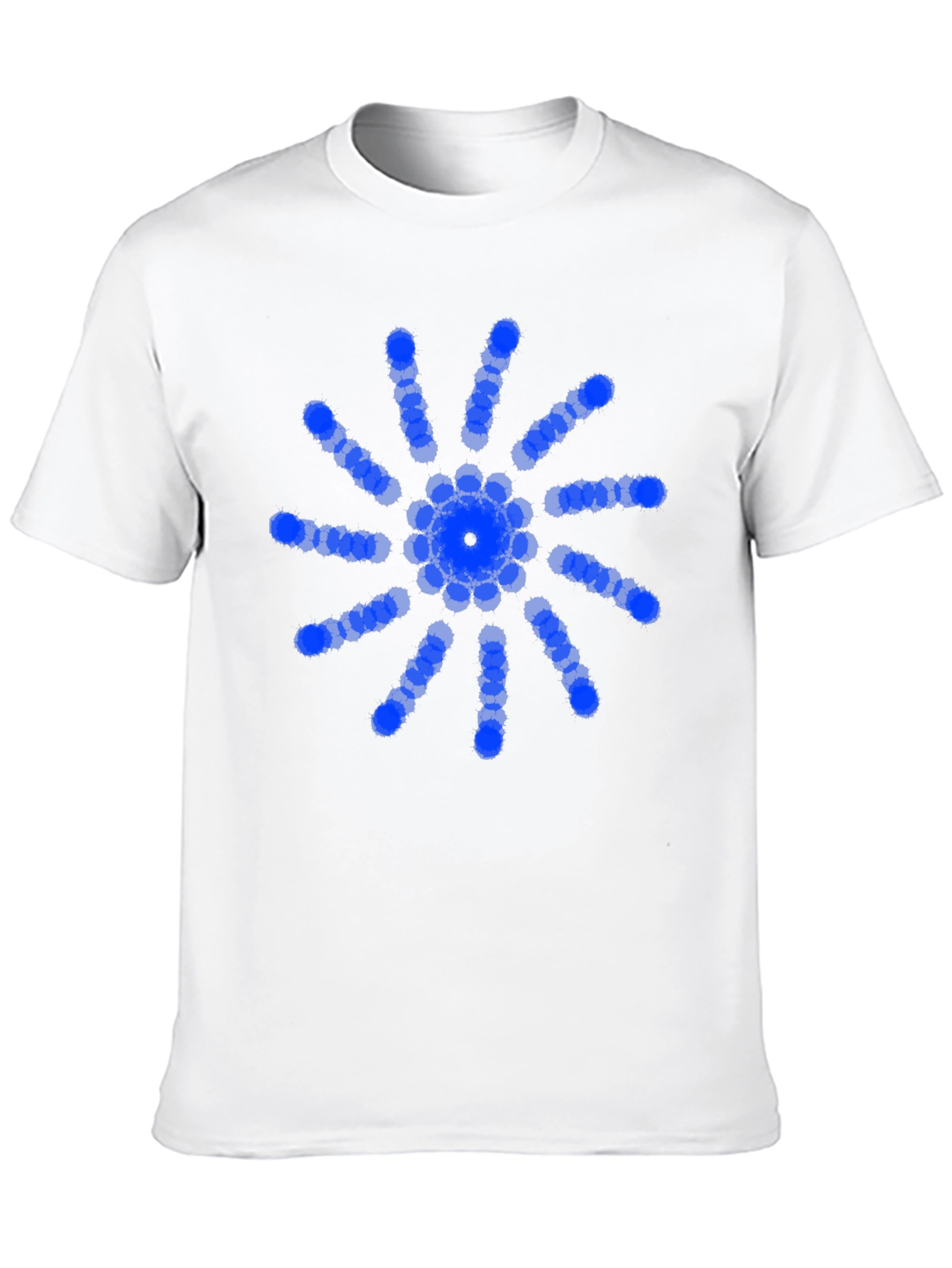Modern Blue Circle Burst Design Black T-Shirt