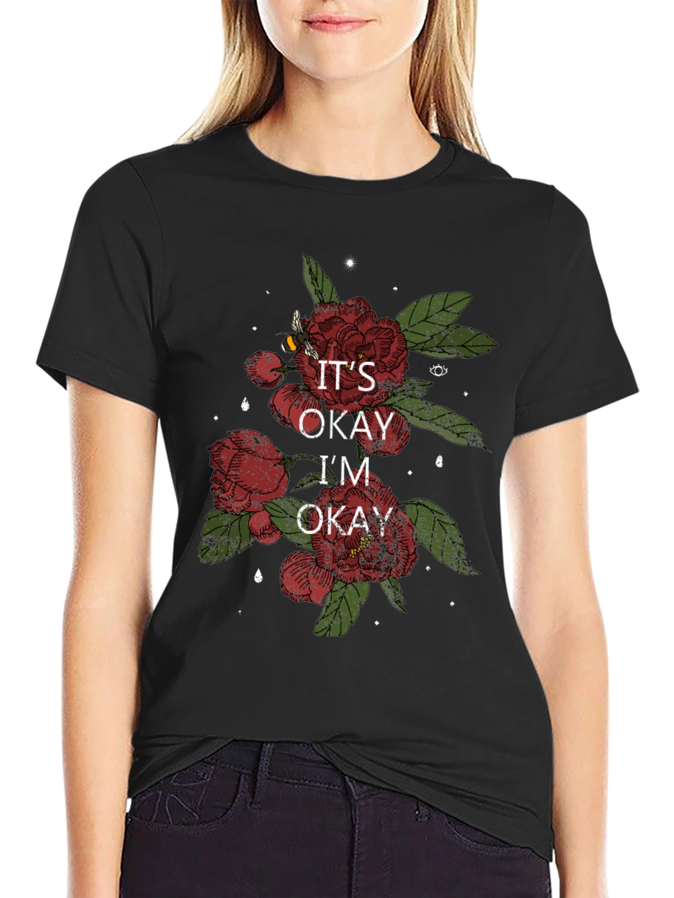 Its Okay Im Okay Flower Graphic Tee