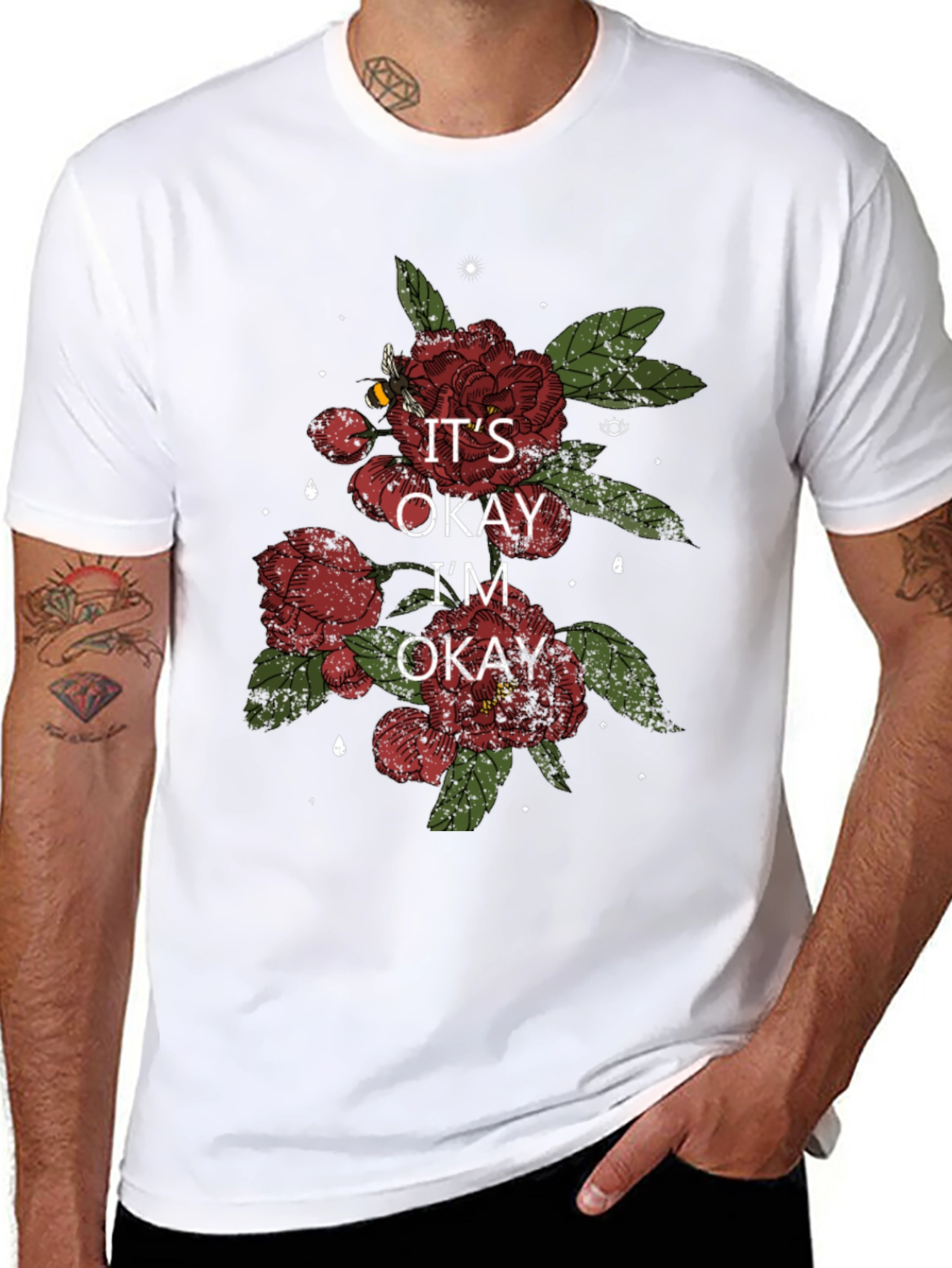 Its Okay Im Okay Flower Graphic Tee