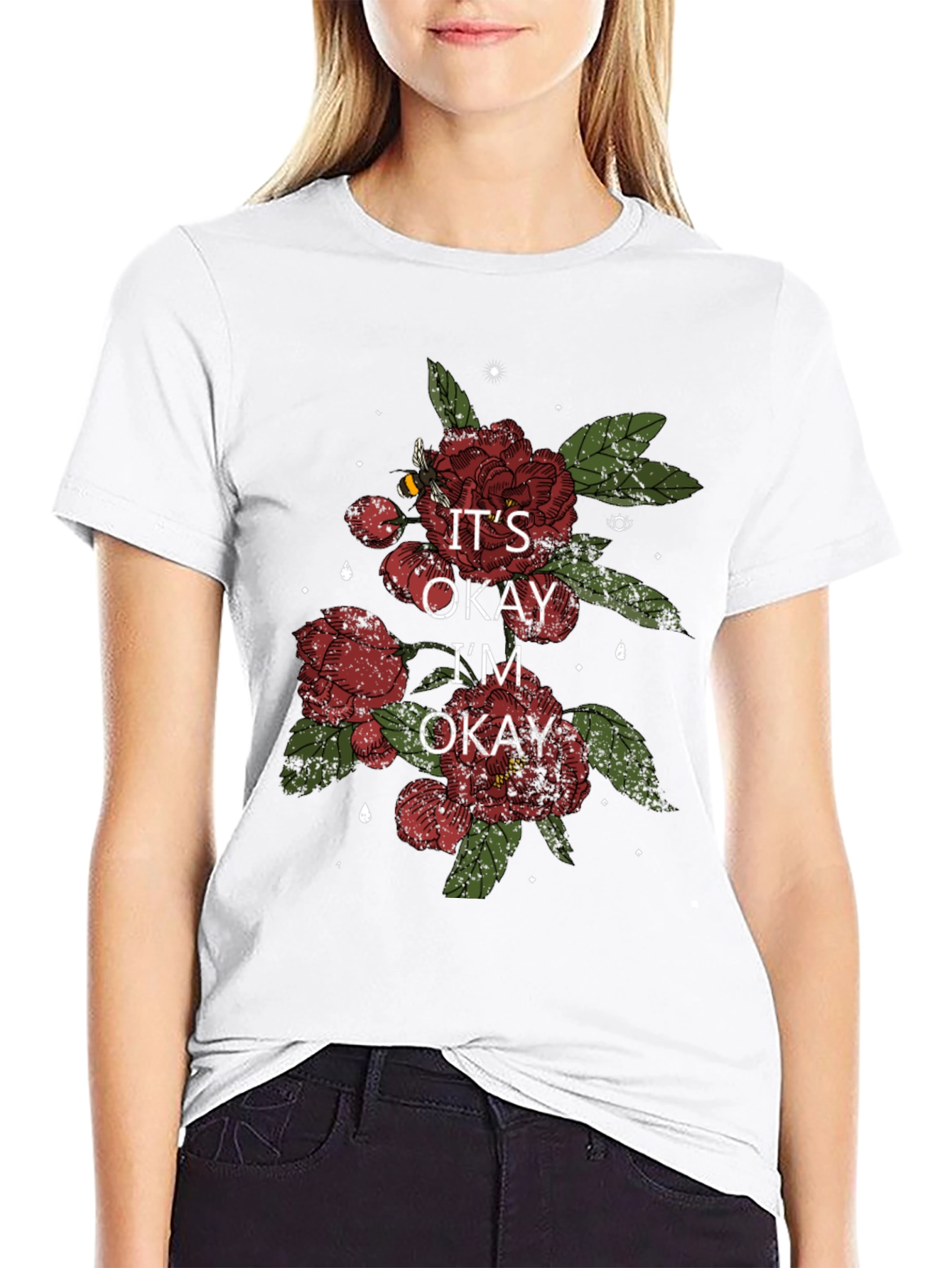 Its Okay Im Okay Flower Graphic Tee
